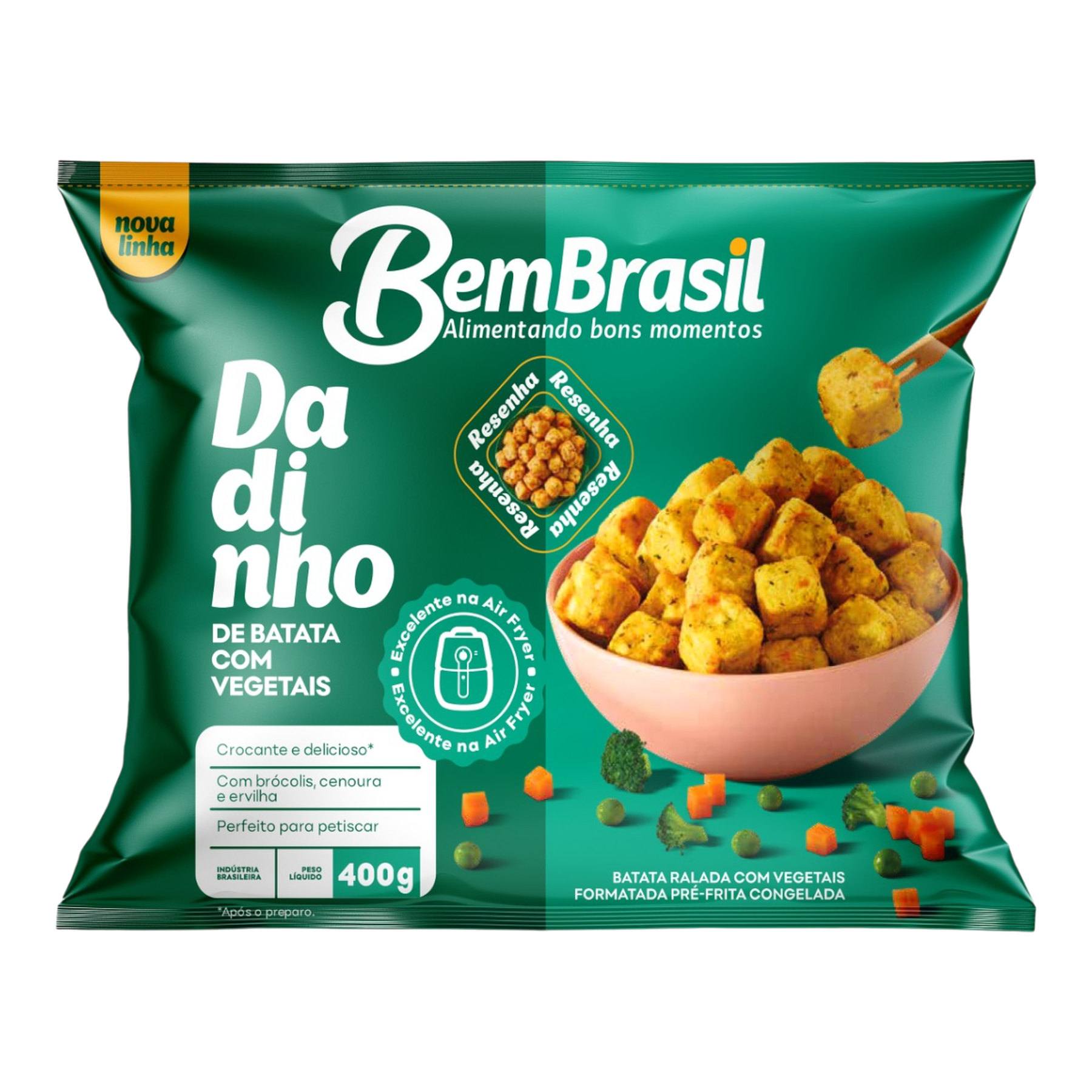 Dadinho de Batata Congelada com Vegetais Pr&eacute;-Frita Bem Brasil Pacote 400g