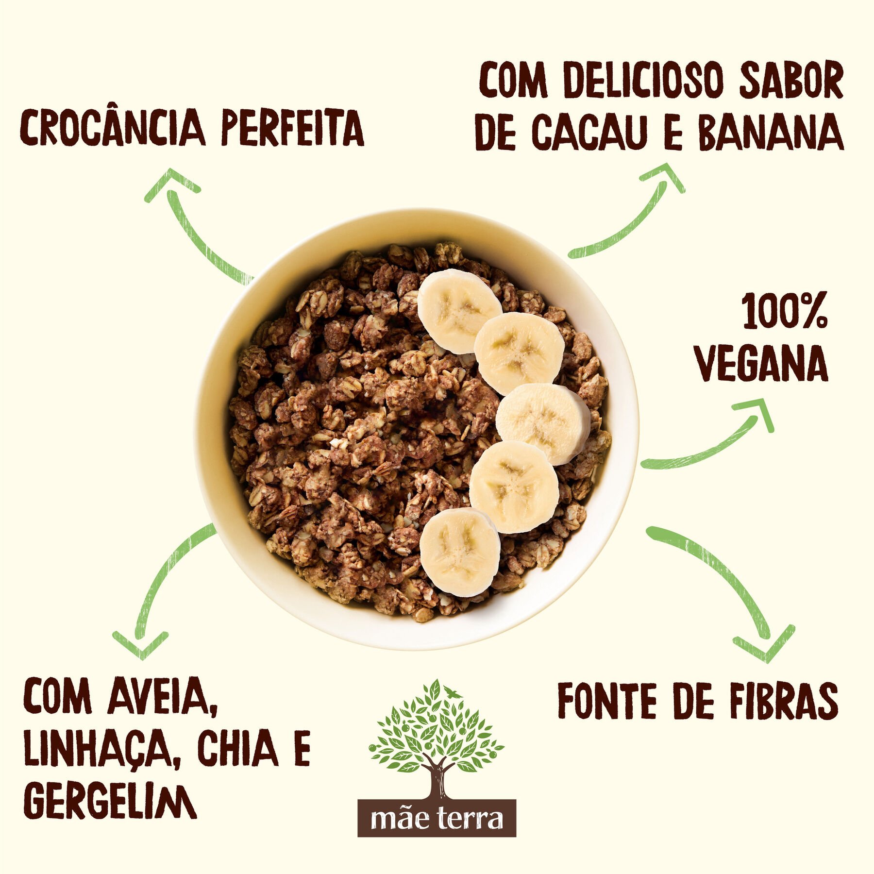 Granola Banana e Cacau Mãe Terra Pacote 250g