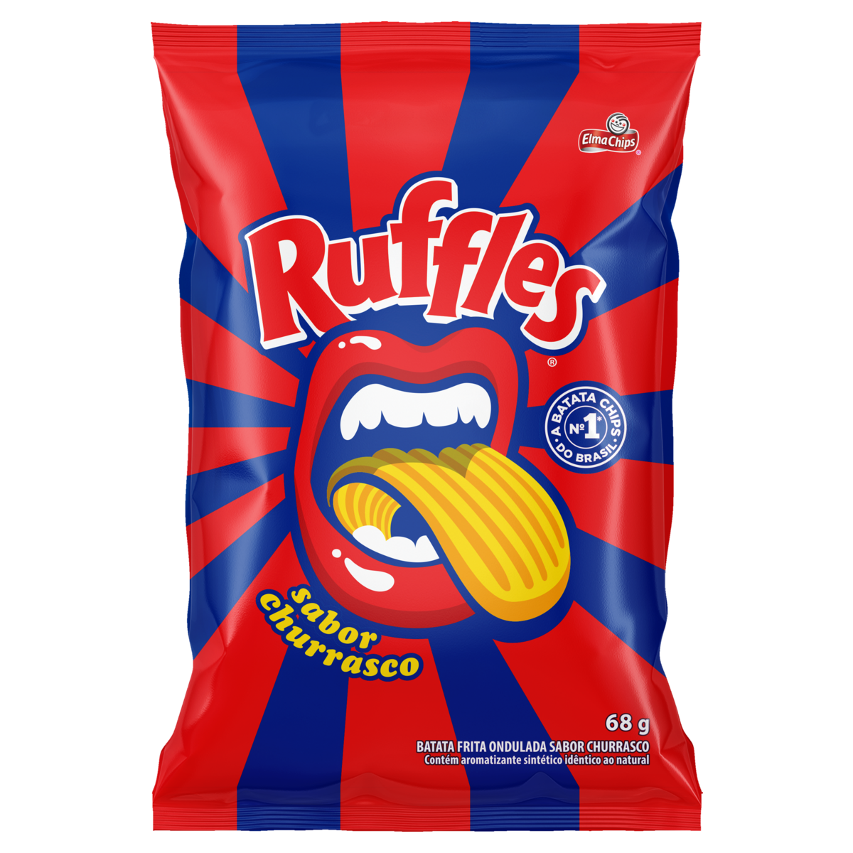 Batata Frita Ondulada Churrasco Ruffles Elma Chips Pacote 68g
