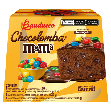 Chocolomba com Gotas de Chocolate Cobertura Chocolate com Avelã e Confeitos MeM's Bauducco Pacote 80g