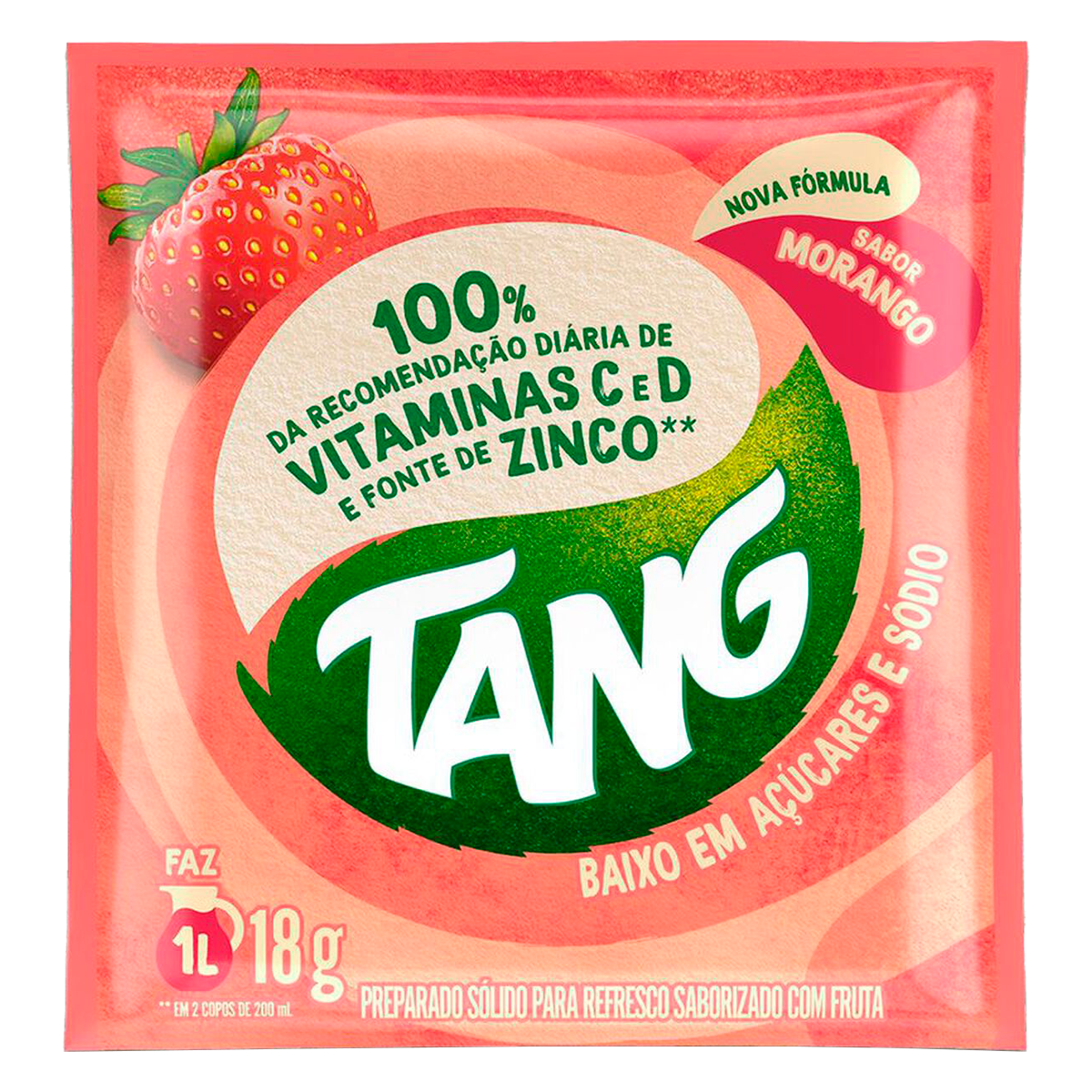 Refresco em P&oacute; Morango Tang Pacote 18g