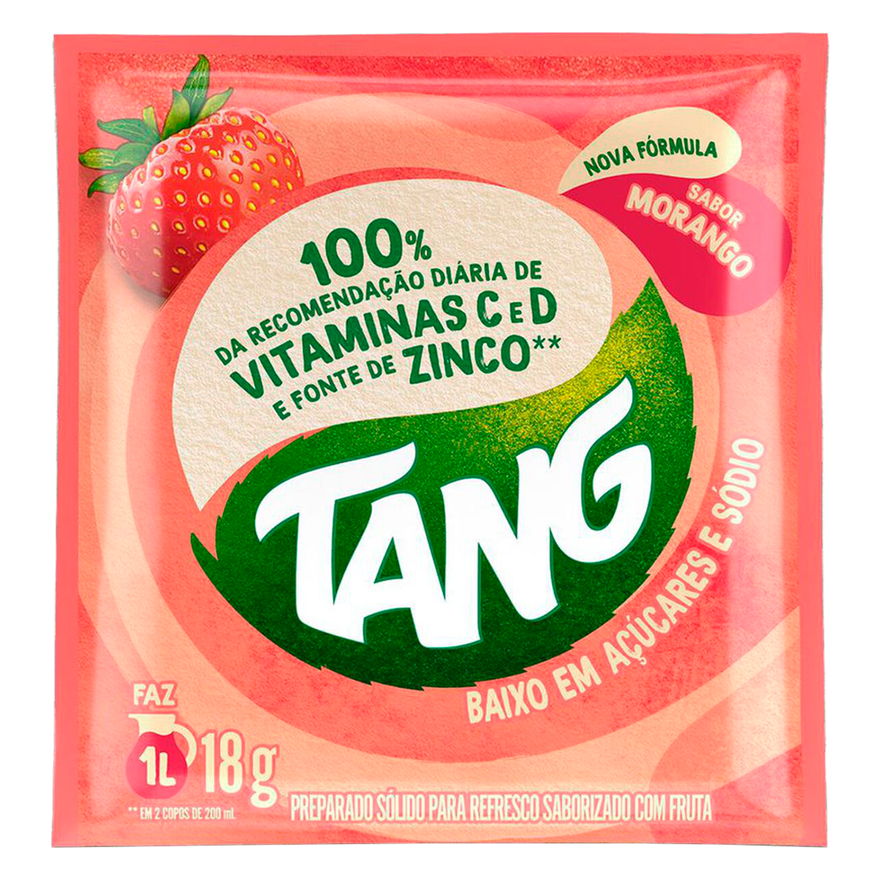 Refresco em P&oacute; Morango Tang Pacote 18g