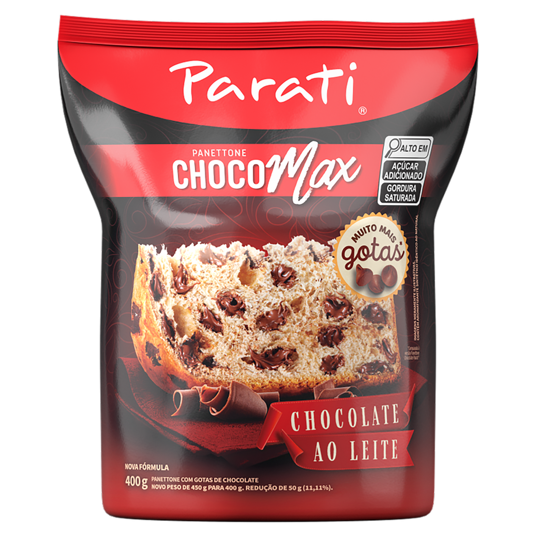 Panettone Choco Max com Gotas de Chocolate ao Leite Parati Pacote 400g