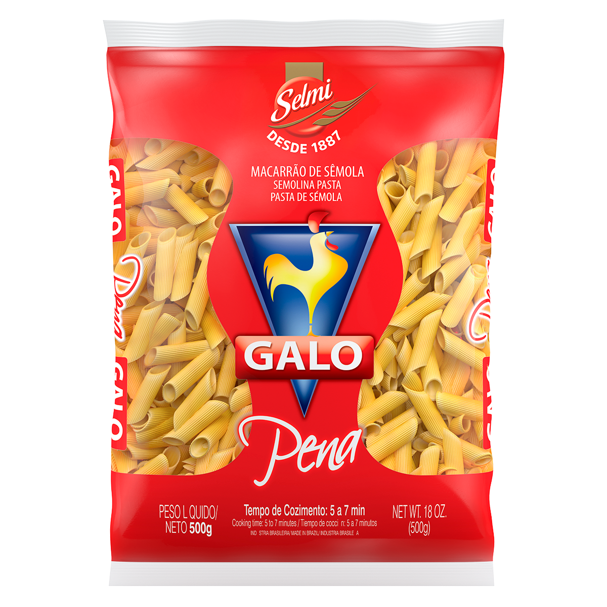 Macarr&atilde;o de S&ecirc;mola Pena Galo Pacote 500g&nbsp;