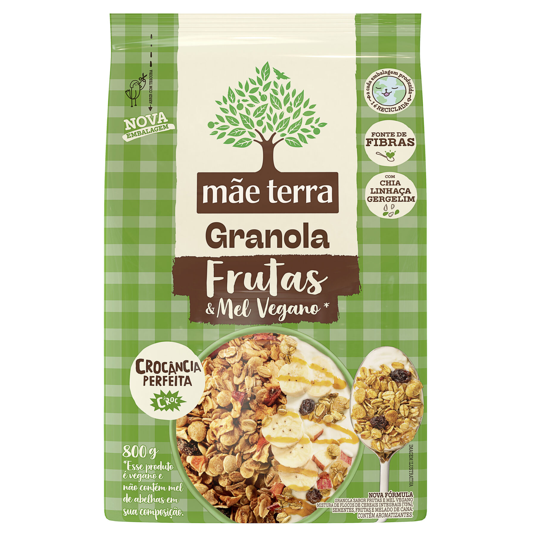 Granola Frutas & Mel Mãe Terra Pacote 800g