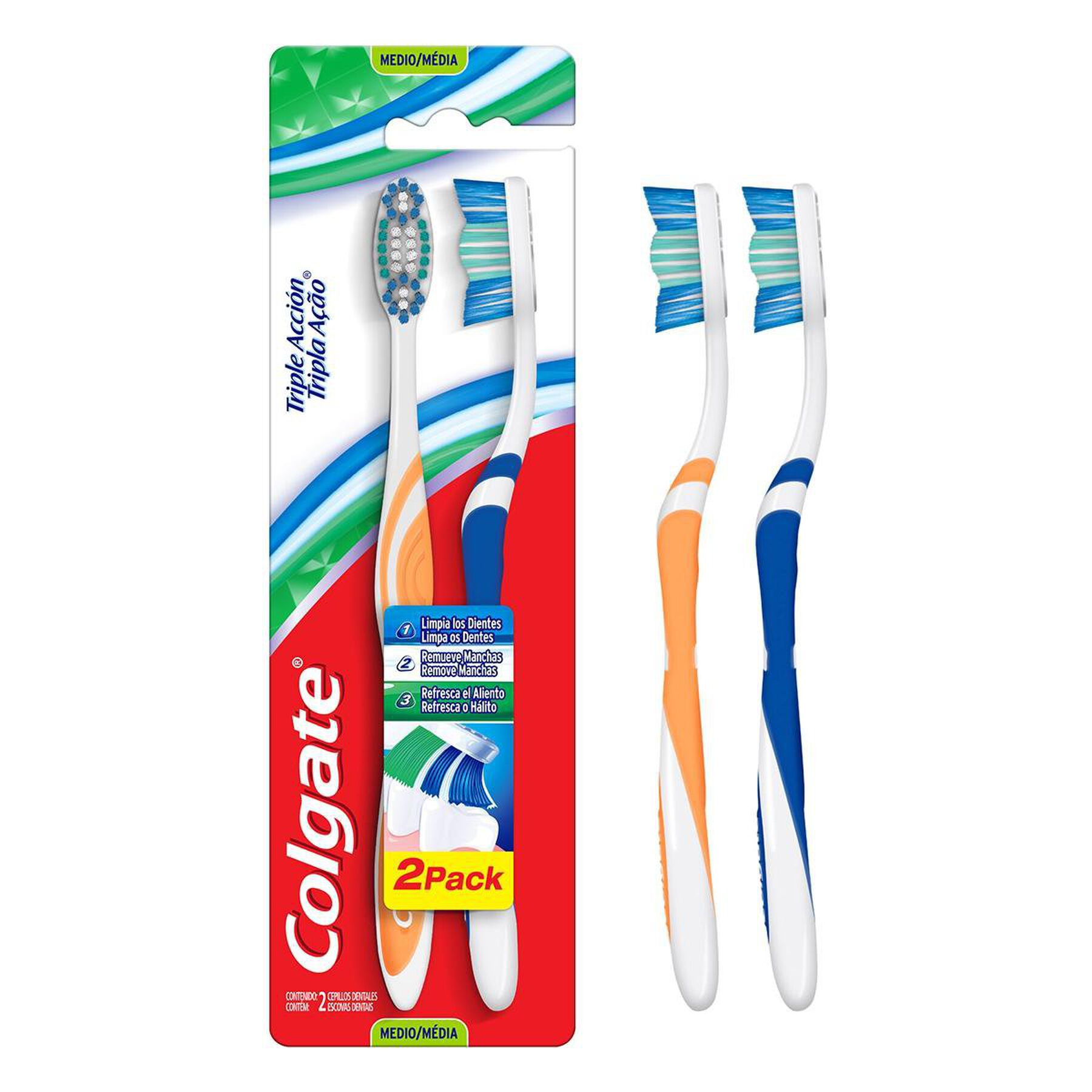 Escova Dental Média Tripla Ação Colgate C/2 Unidades
