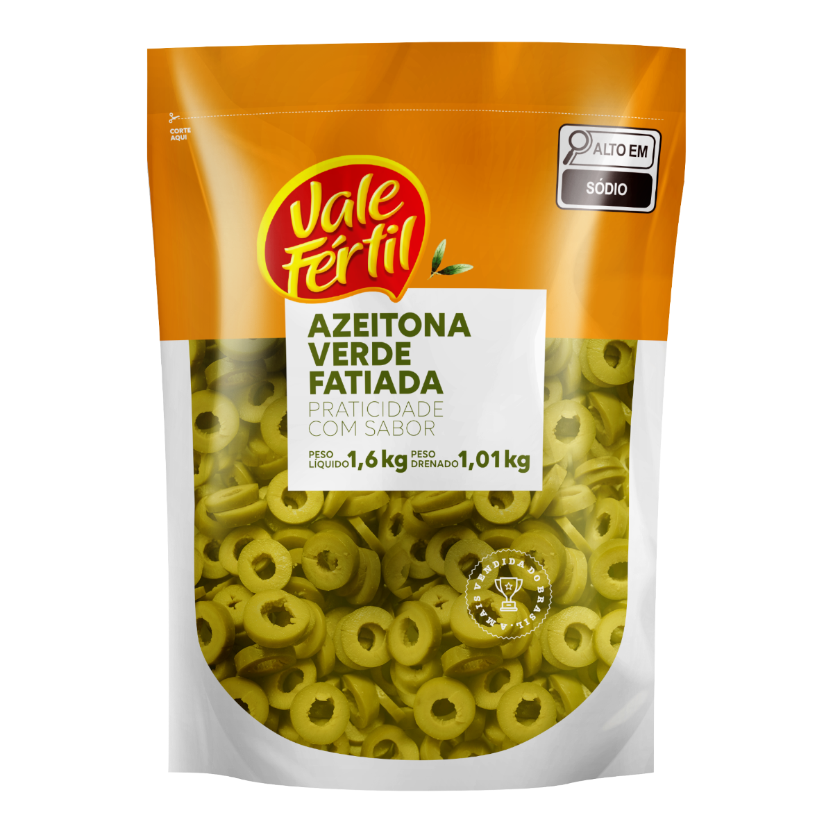 Azeitona Verde em Conserva Fatiada Vale F&eacute;rtil Sach&ecirc; 1,01kg