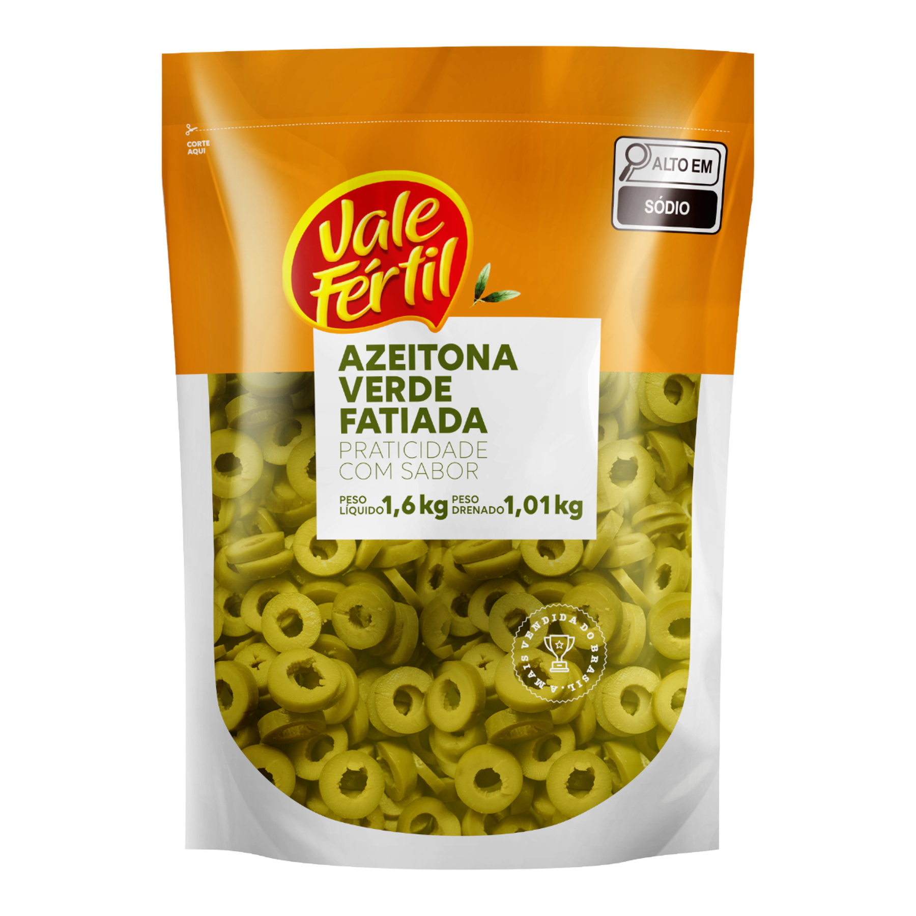 Azeitona Verde em Conserva Fatiada Vale F&eacute;rtil Sach&ecirc; 1,01kg