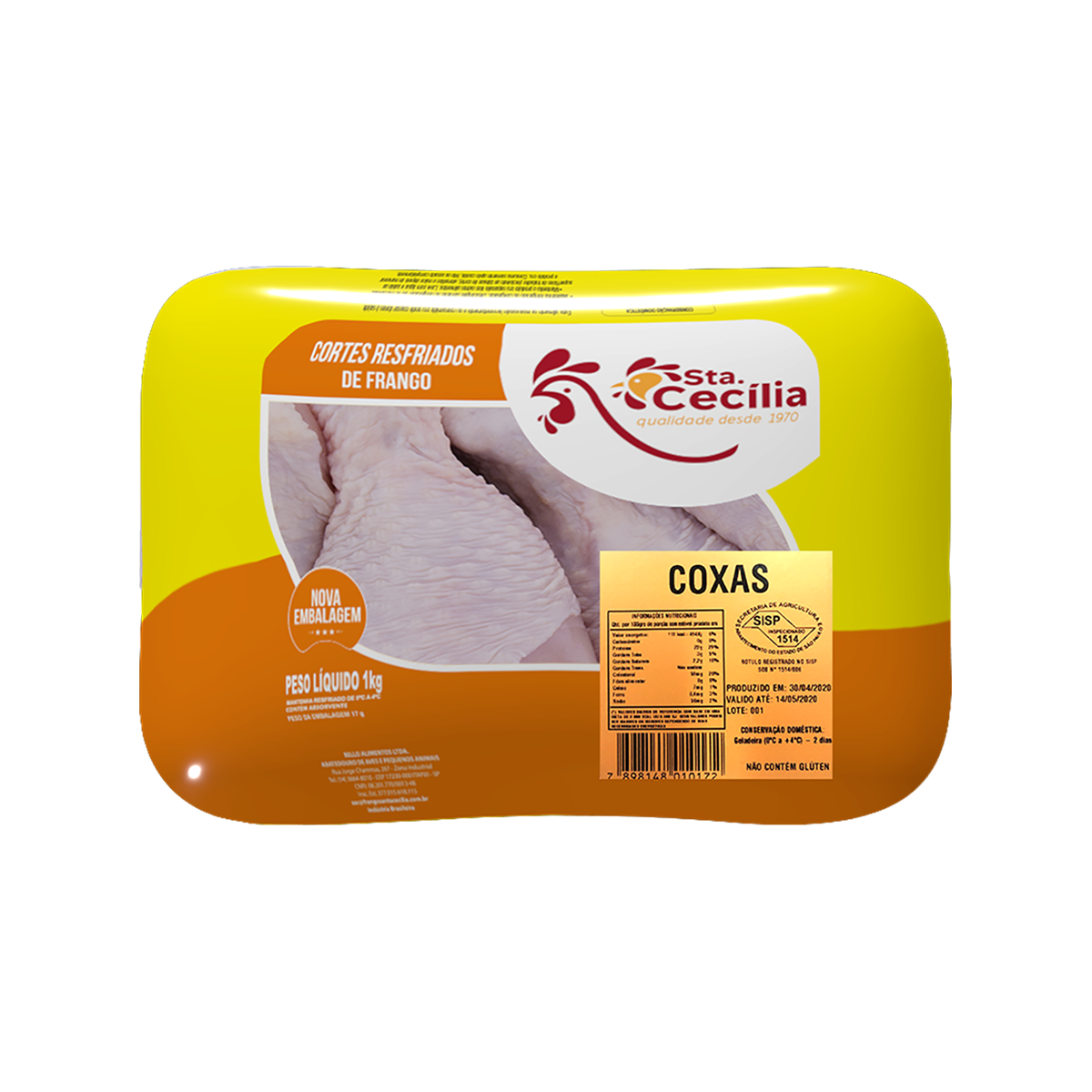 Coxa Frango Bandeja Santa Cec&iacute;lia 1kg
