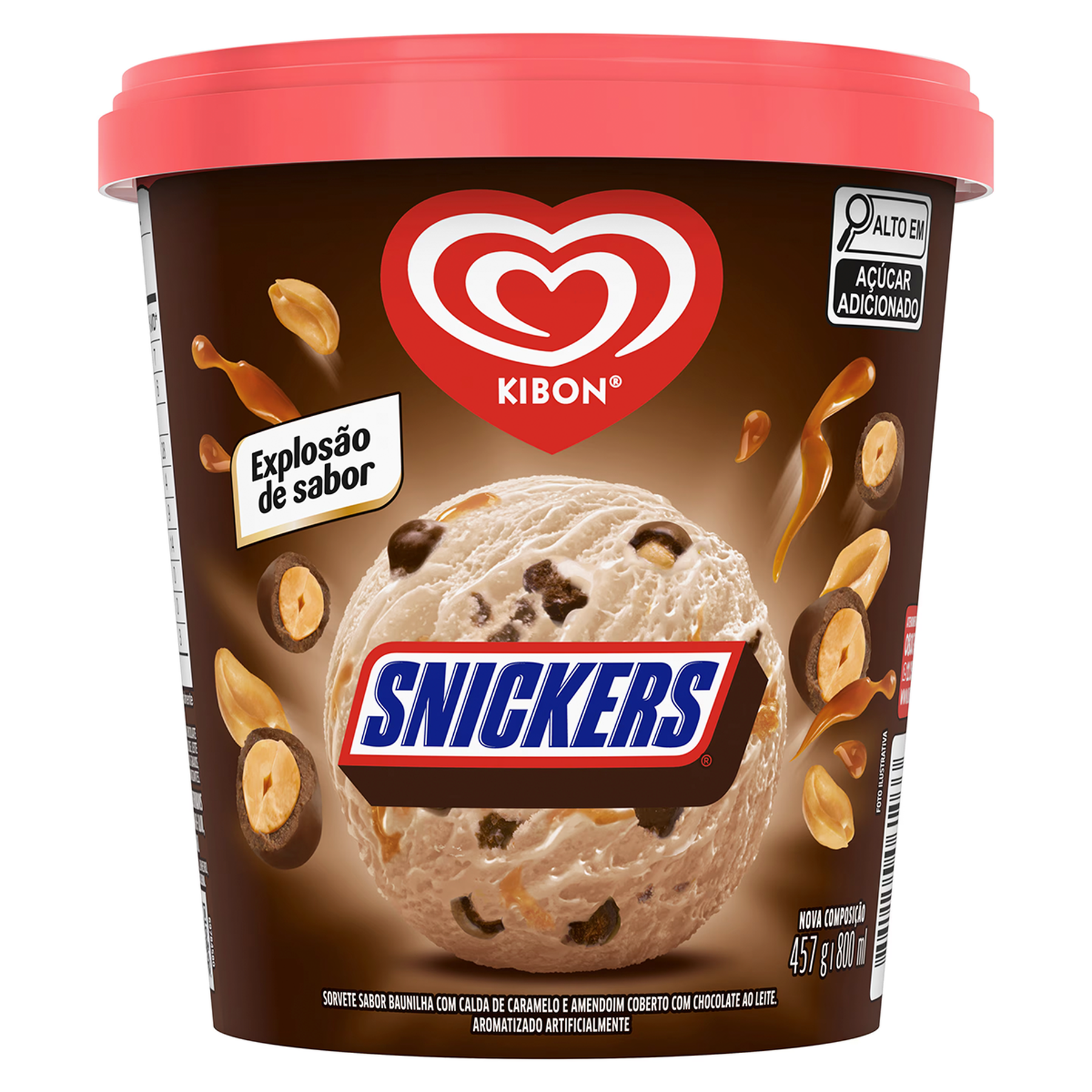 Sorvete Snickers Kibon Pote 800ml