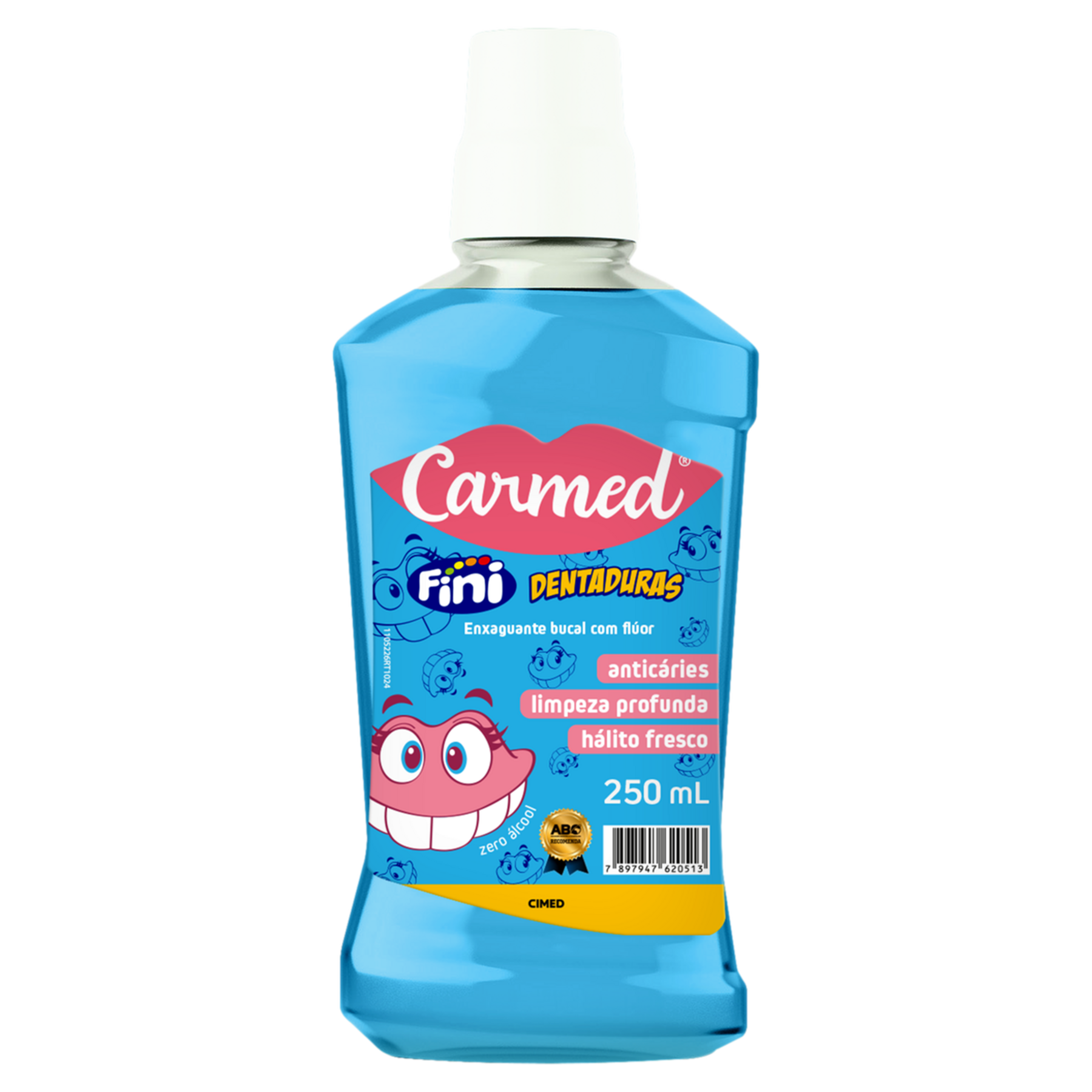 Enxaguante Bucal Zero Álcool Fini Dentaduras Carmed Frasco 250ml