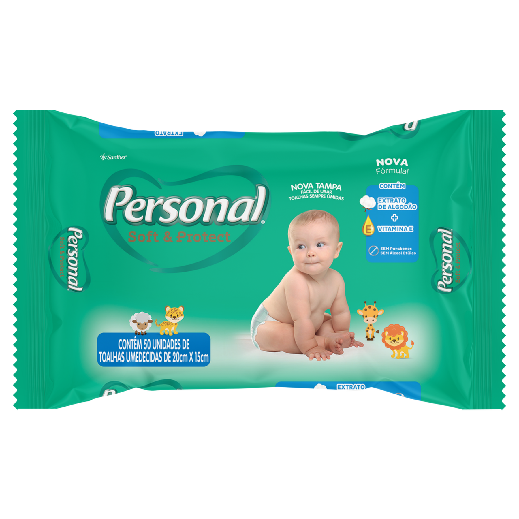 Toalha Umedecida Infantil Personal Soft & Protect Pacote 50 Folhas