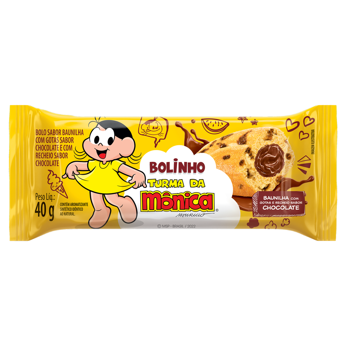 Bolinho Baunilha Recheio Chocolate com Gotas de Chocolate Casa Su&iacute;&ccedil;a Pacote 40g