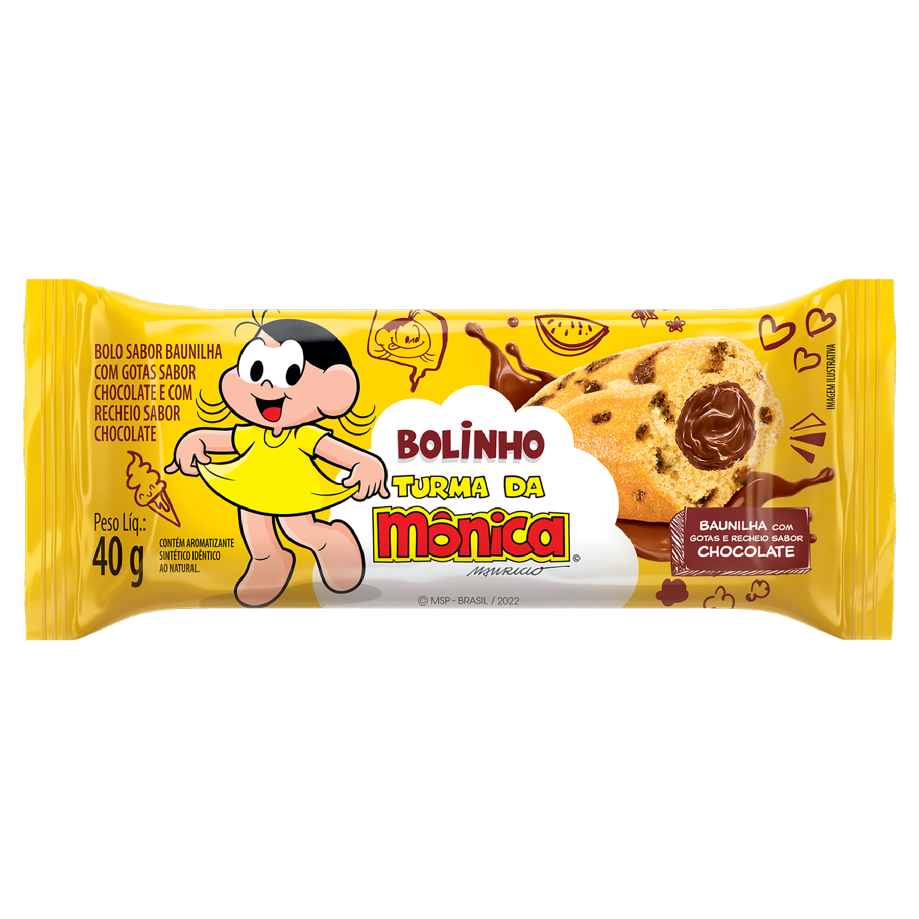Bolinho Baunilha Recheio Chocolate com Gotas de Chocolate Casa Suíça Pacote 40g