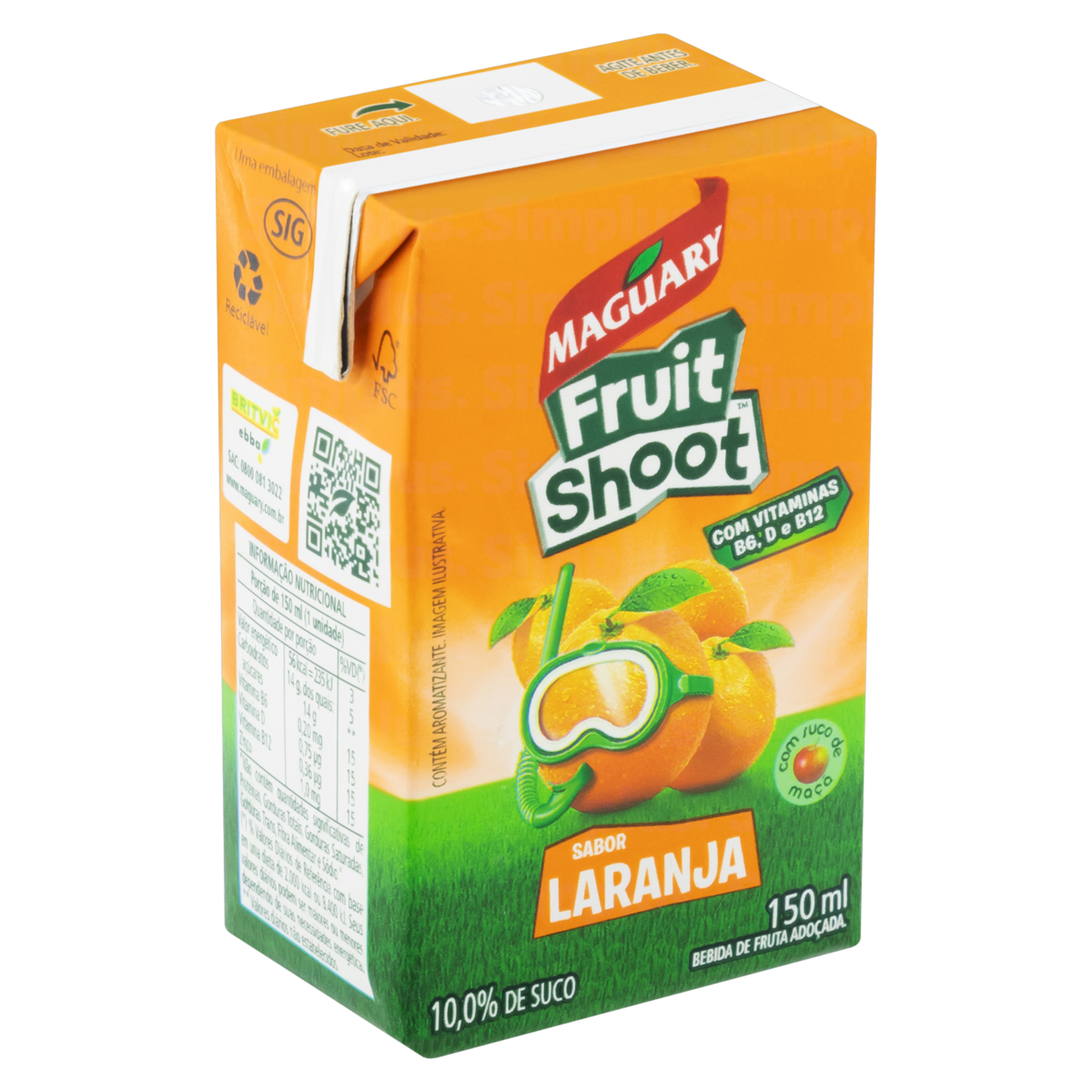 Bebida Ado&ccedil;ada Laranja Fruit Shoot Maguary Caixa 150ml