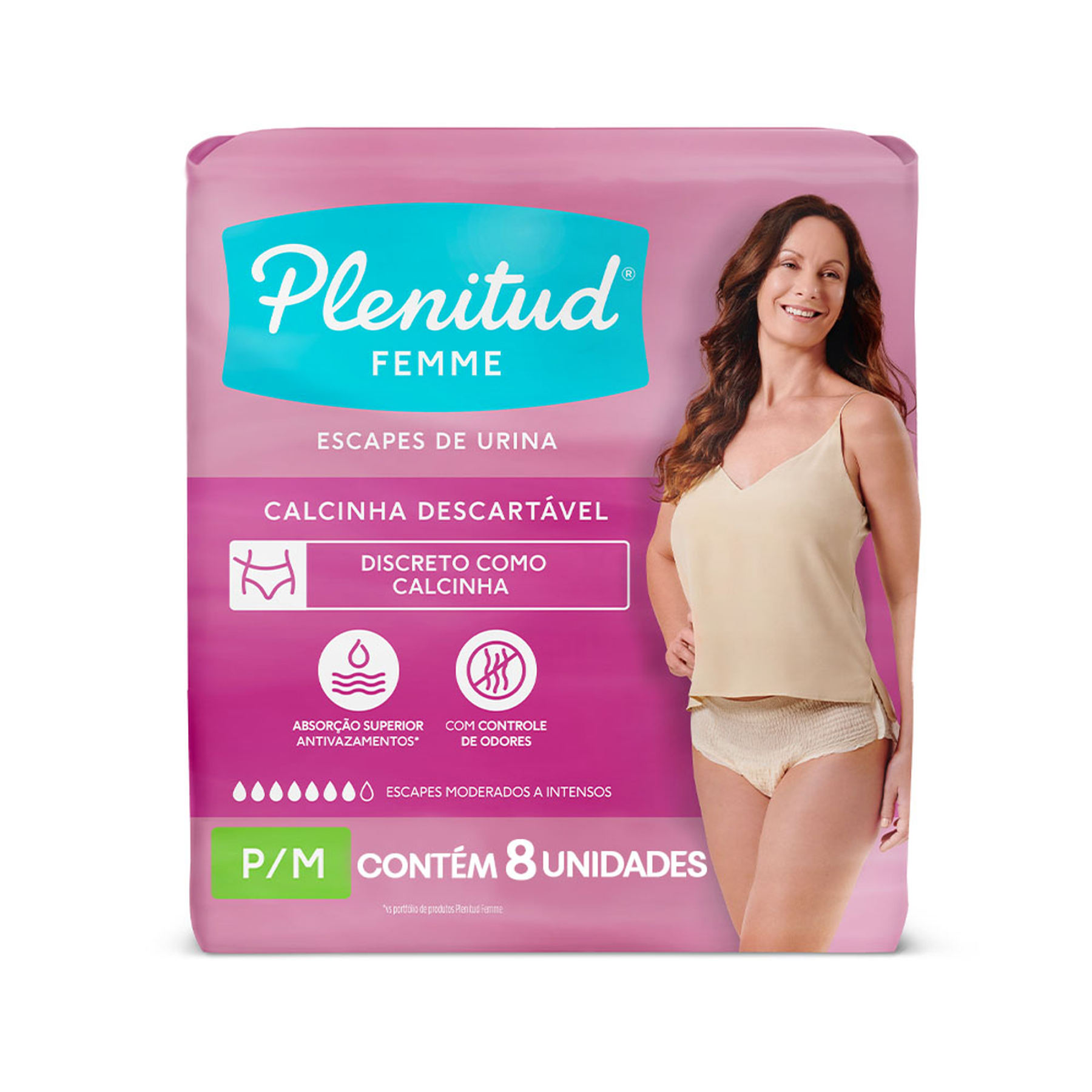 Roupa Íntima Descartável Plenitud Femme P/M Pacote 8 Unidades