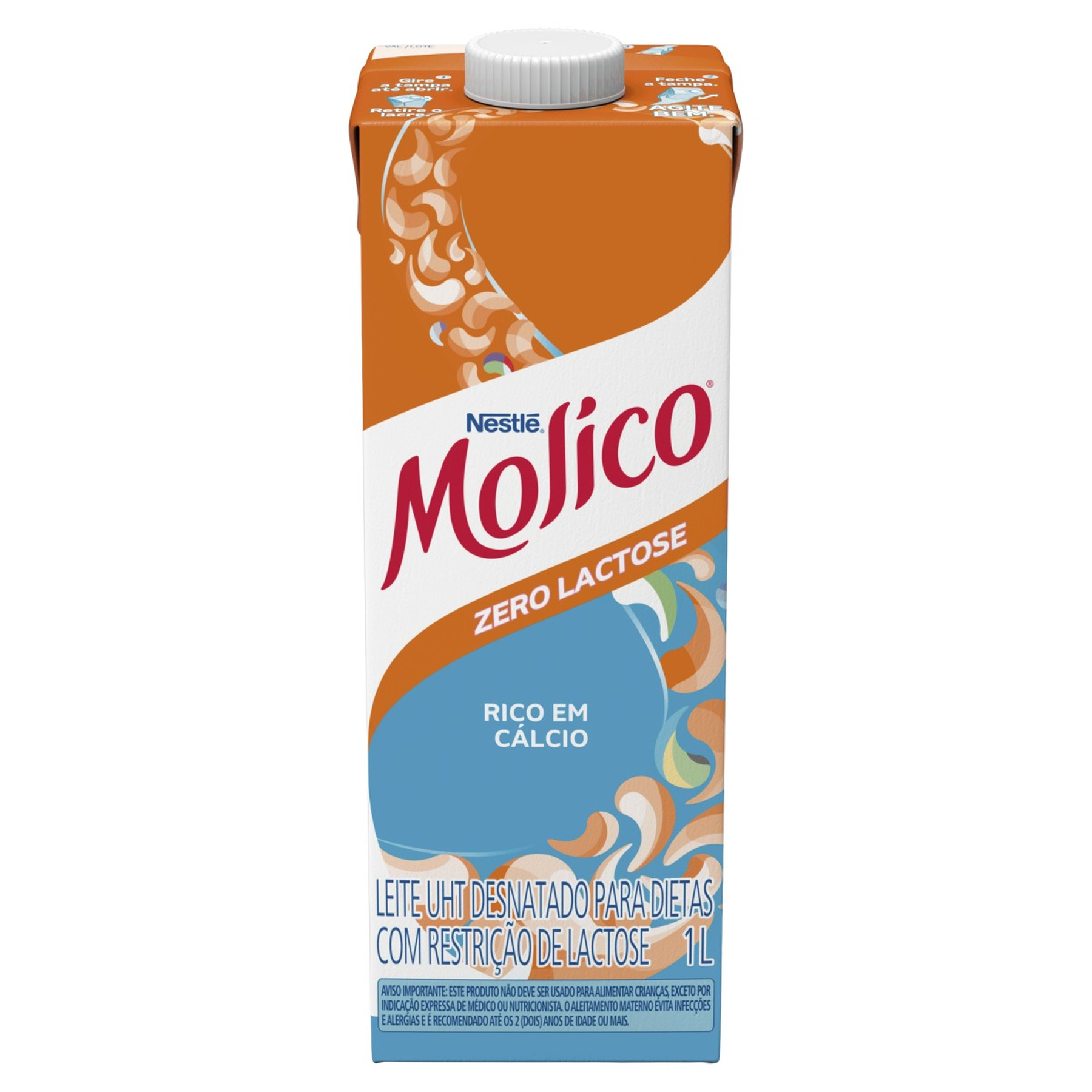 Leite UHT Desnatado Zero Lactose Molico Caixa com Tampa 1l
