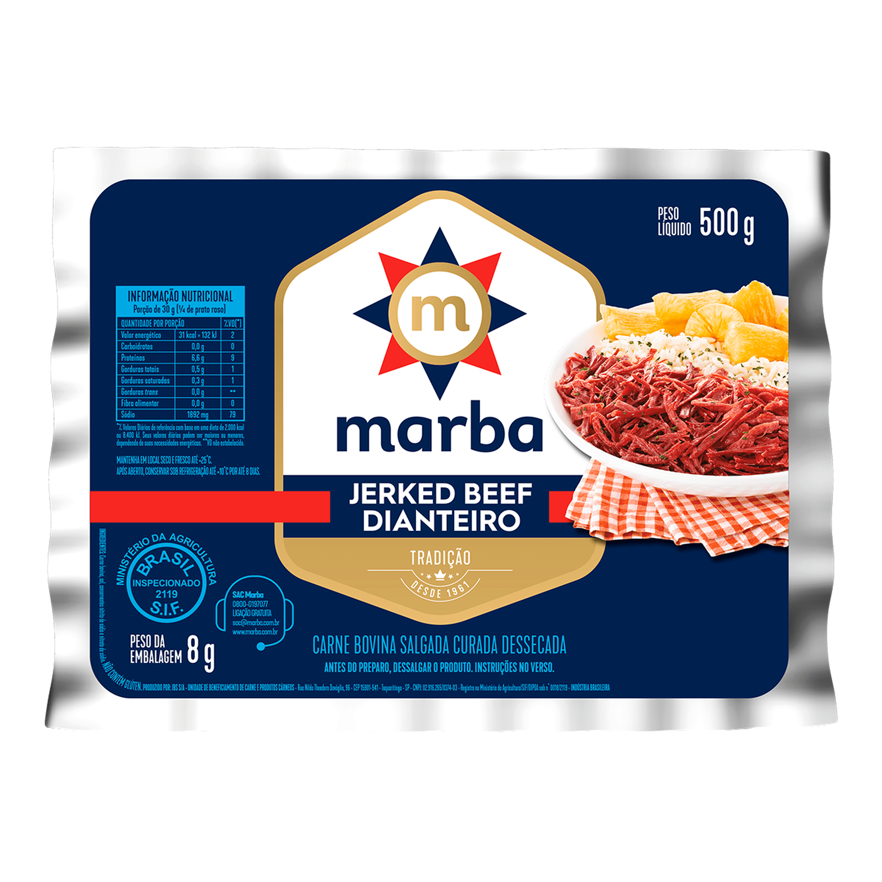 Jerked Beef Dianteiro Marba 500g