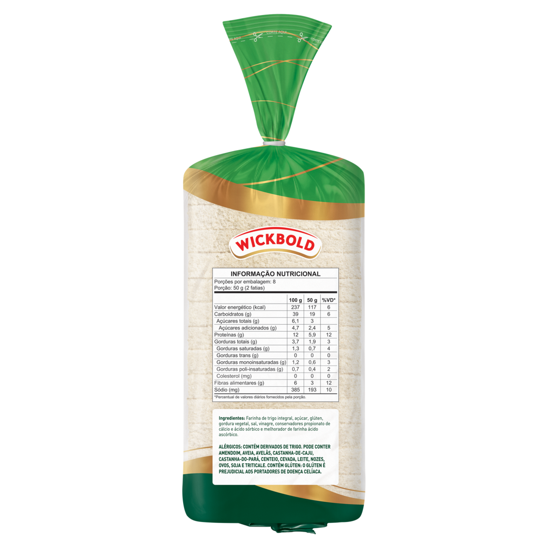 P&atilde;o Integral sem Casca Wickbold Pacote 400g