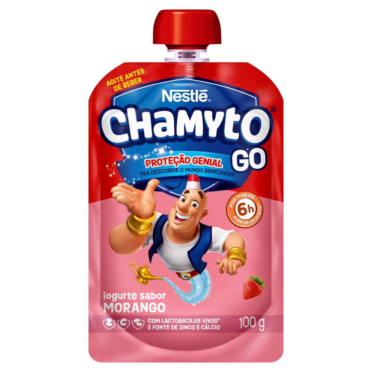 Iogurte Parcialmente Desnatado Morango Nestl&eacute; Chamyto Go Squeeze 100g