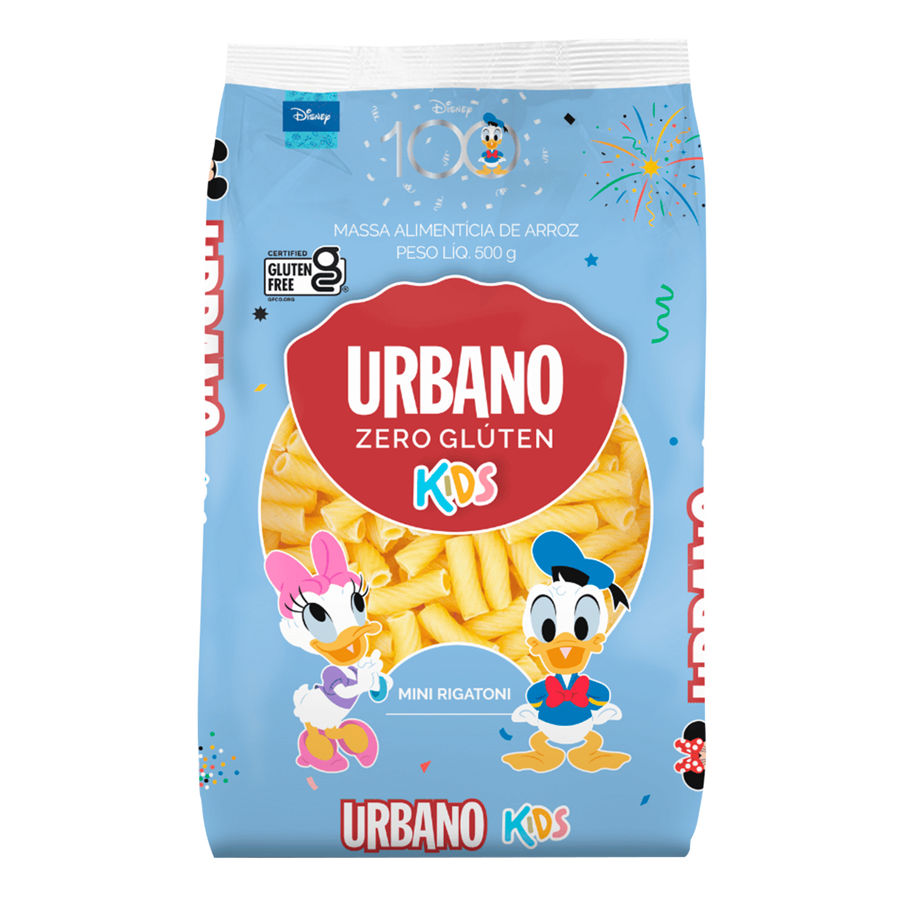 Macarr&atilde;o Zero Gl&uacute;ten Mini Rigatoni Urbano Kids Pacote 500g