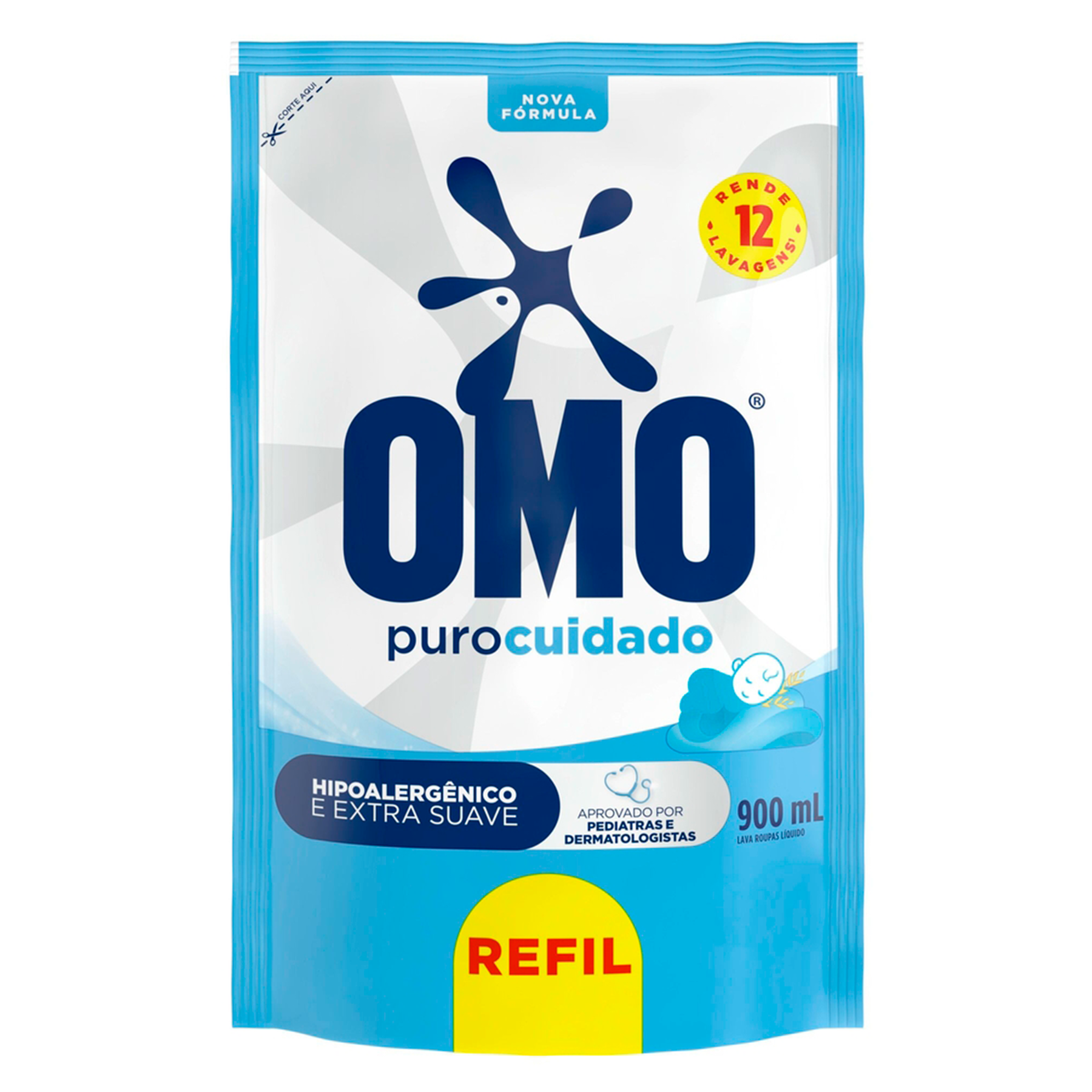 Lava Roupas L&iacute;quido Puro Cuidado Omo Sach&ecirc; 900ml