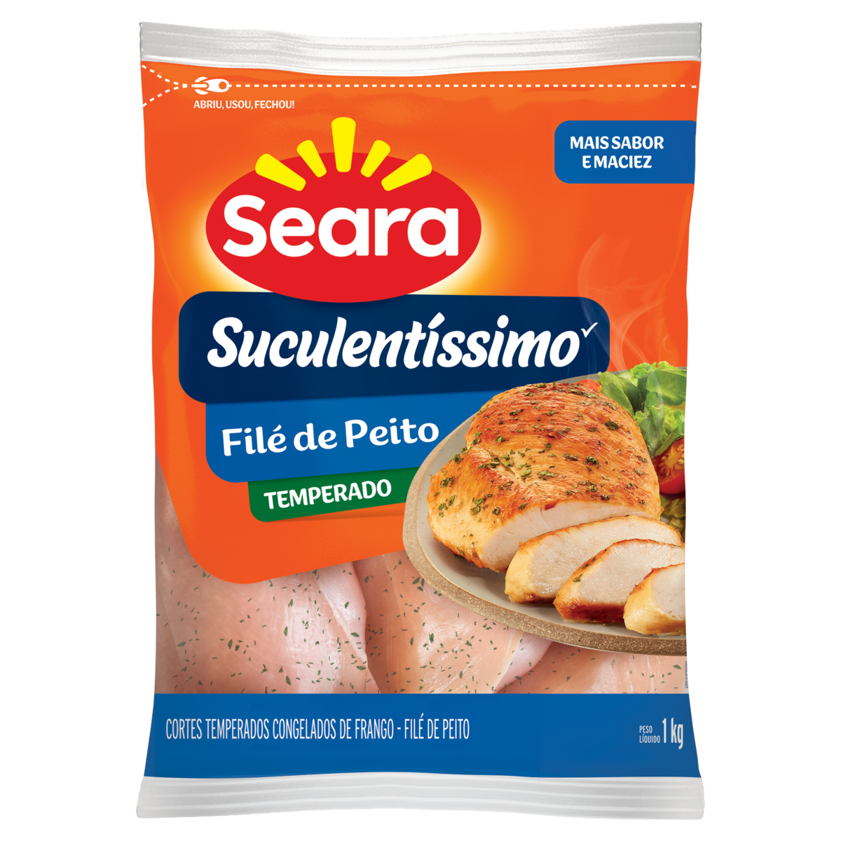 Fil&eacute; de Peito de Frango Temperado Suculent&iacute;ssimo Seara Pacote 1kg&nbsp;