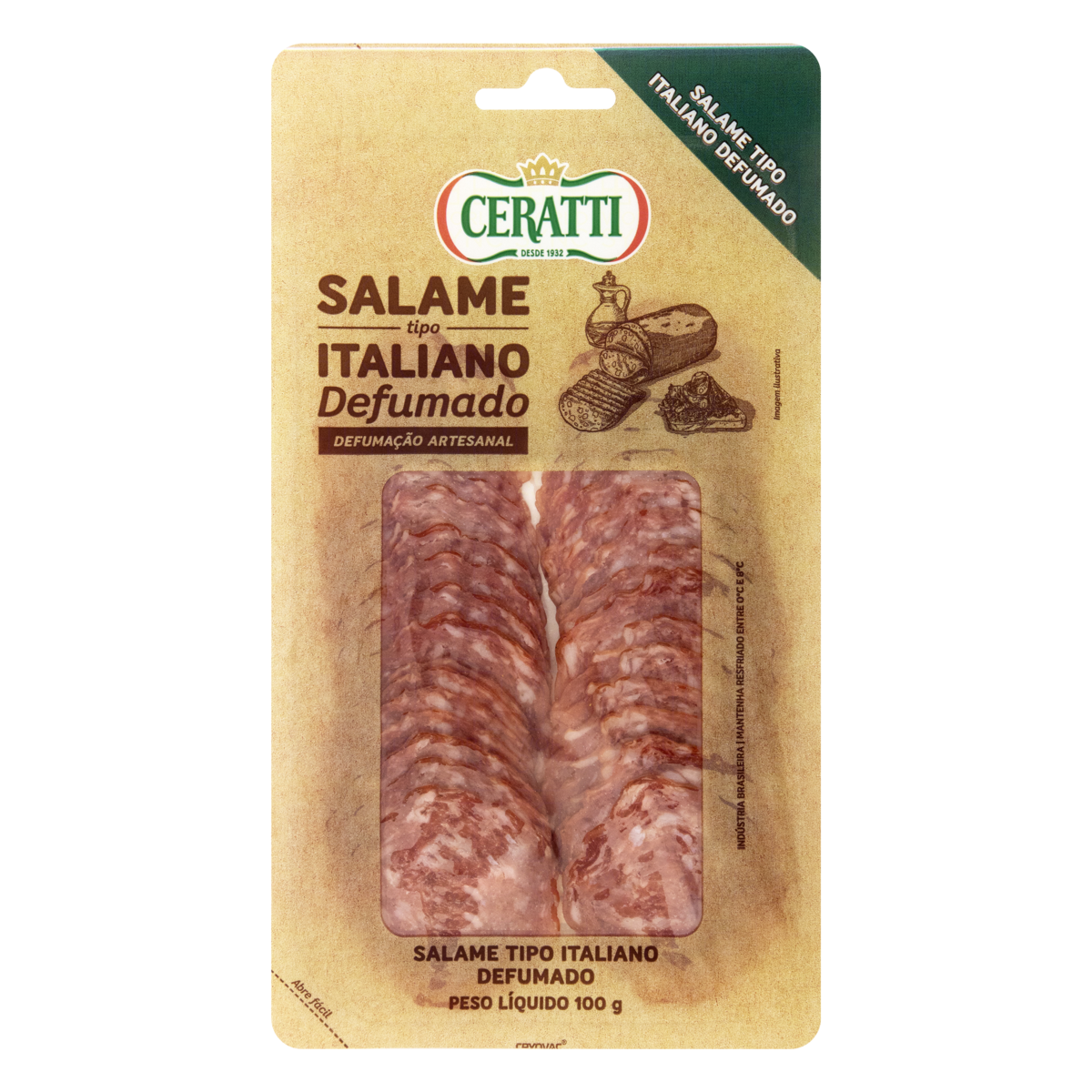 Salame Italiano Defumado Fatiado Ceratti 100g