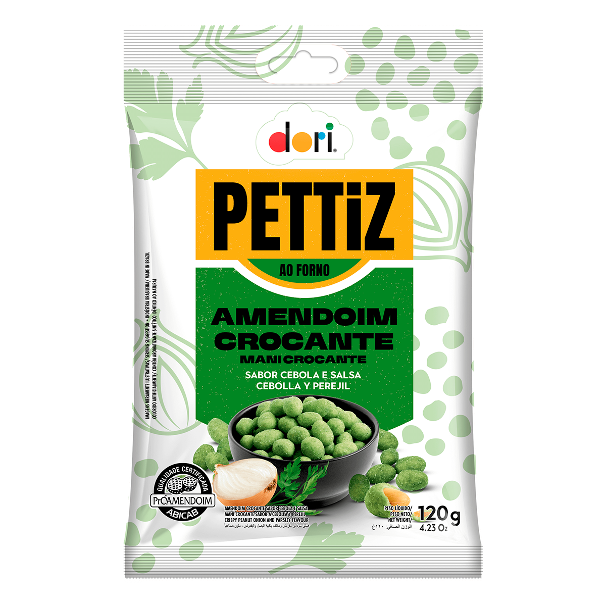 Amendoim Crocante Cebola e Salsa Pettiz Dori Pacote 120g
