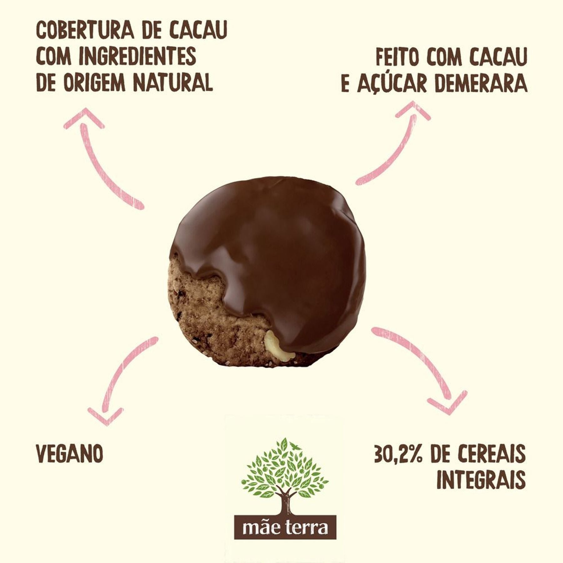 Biscoito Choco Cacau M&atilde;e Terra Pacote 58g&nbsp;