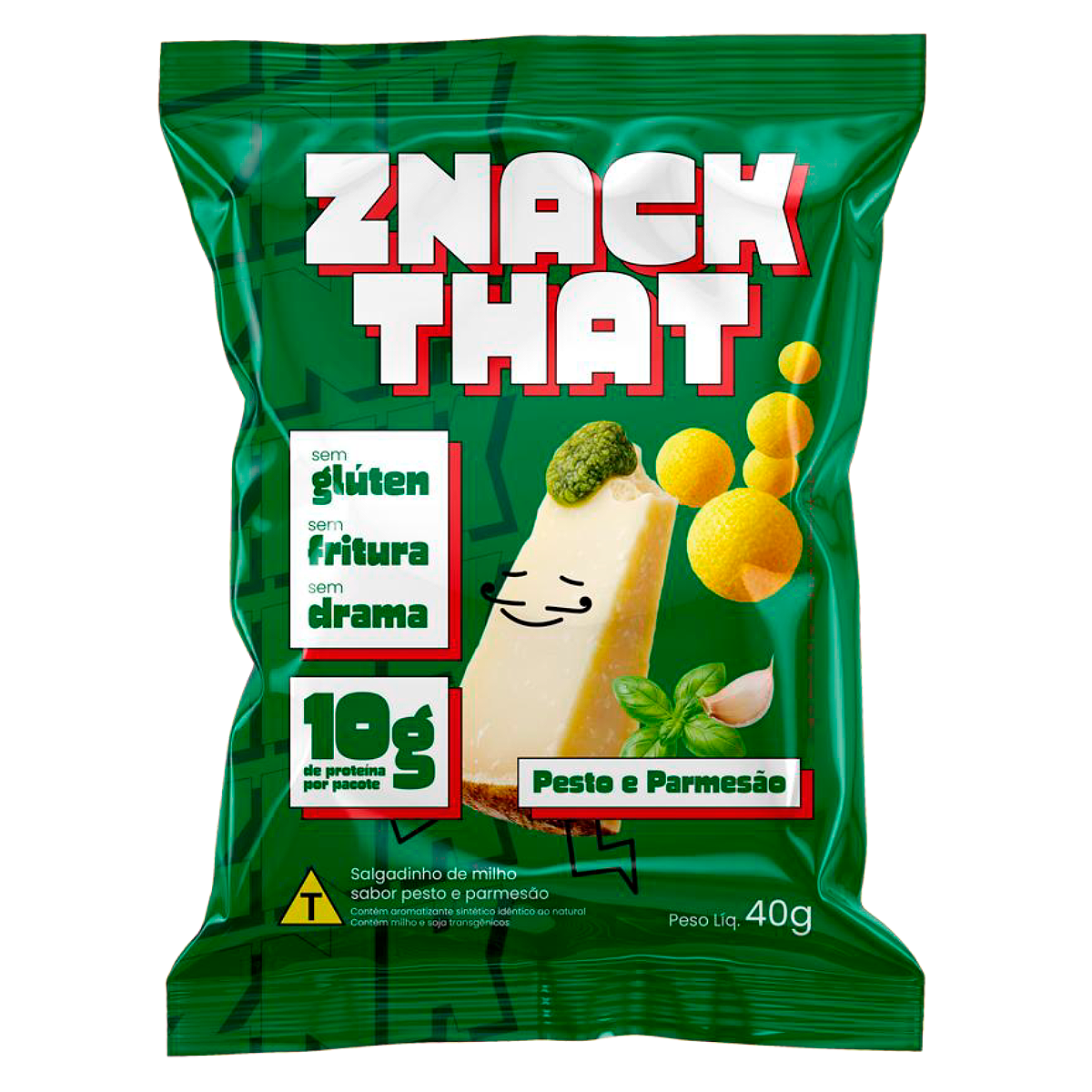 Salgadinho de Milho Pesto e Parmes&atilde;o Znack That Pacote 40g
