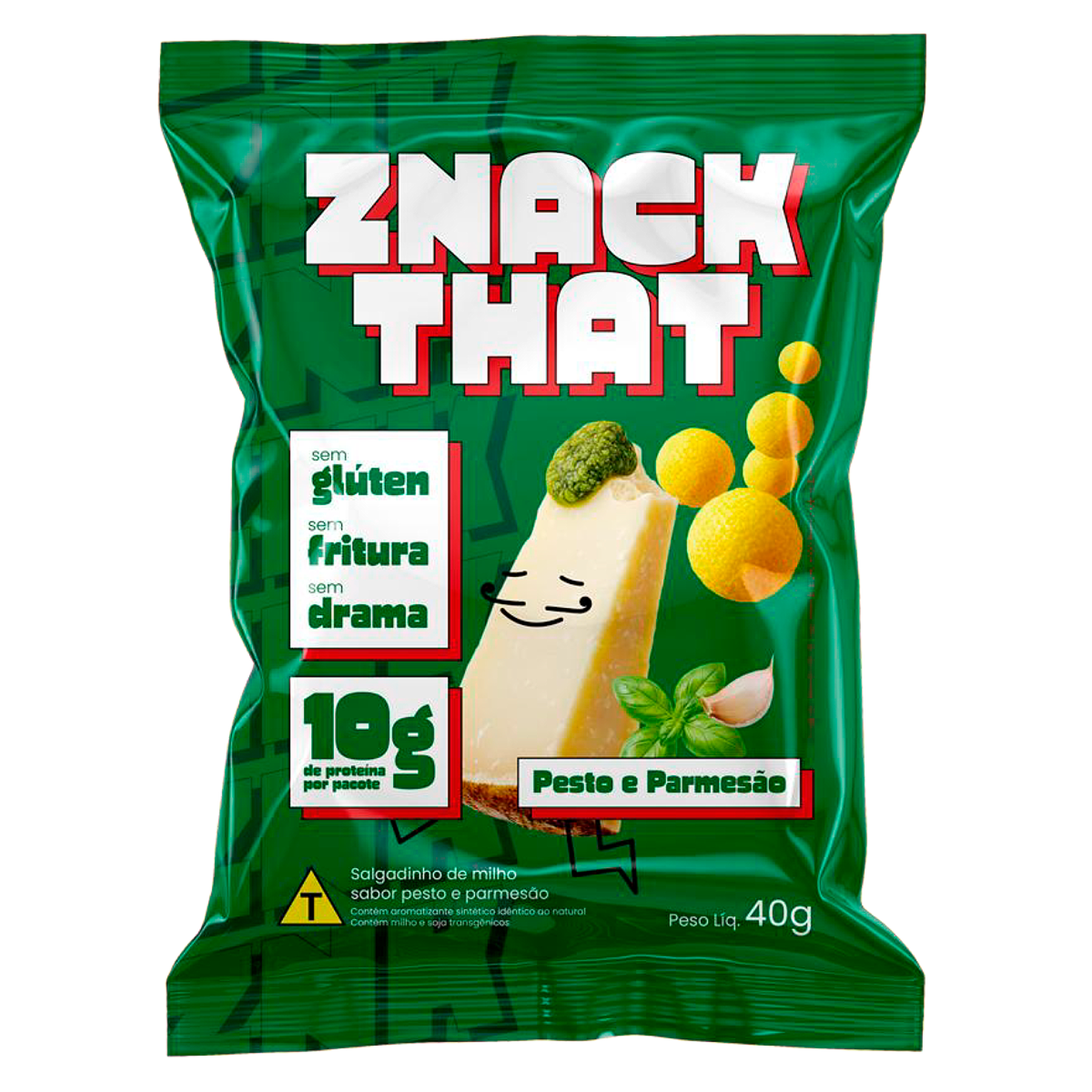 Salgadinho de Milho Pesto e Parmes&atilde;o Znack That Pacote 40g