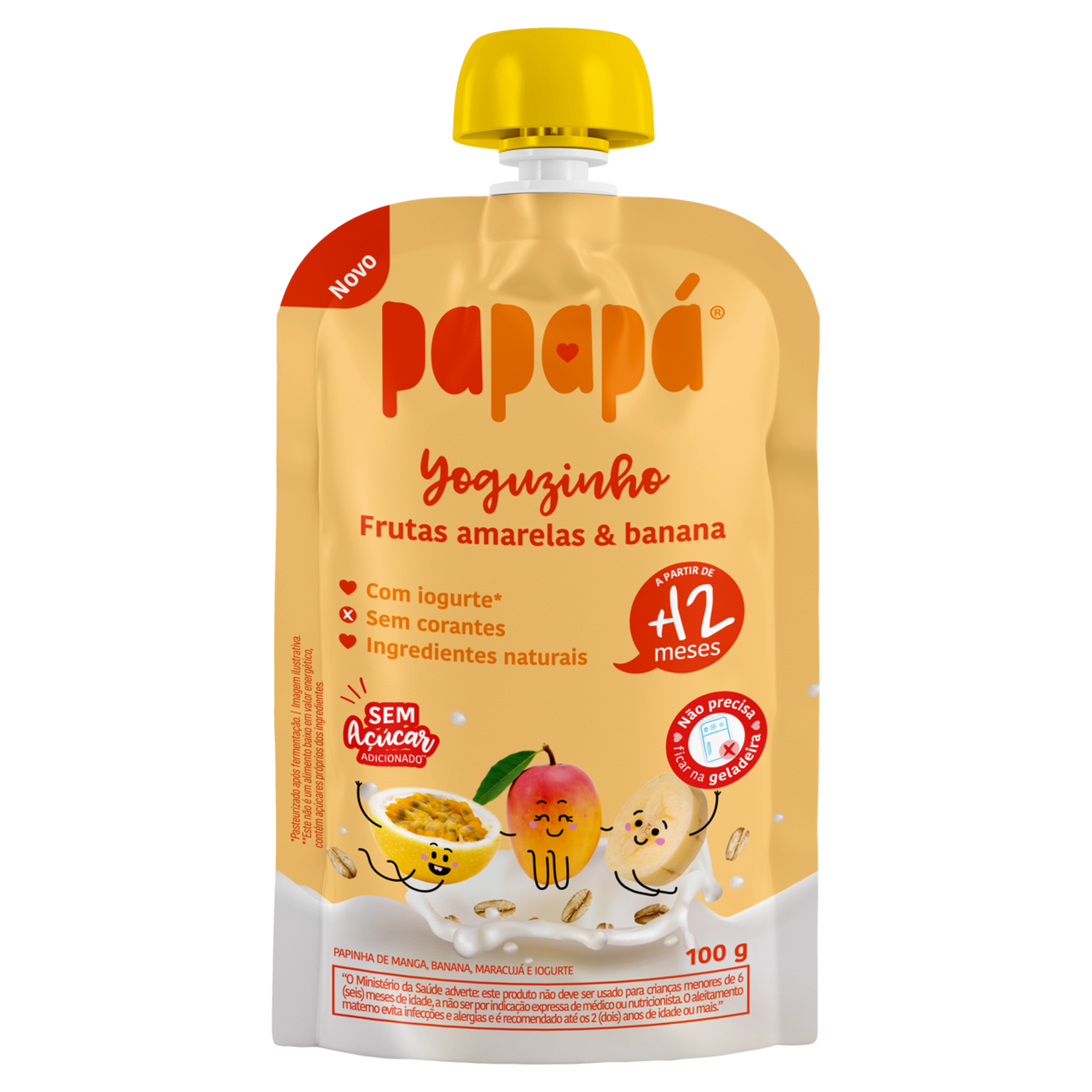 Papinha Frutas Amarelas e Banana Yoguzinho Papap&aacute; Squeeze 100g