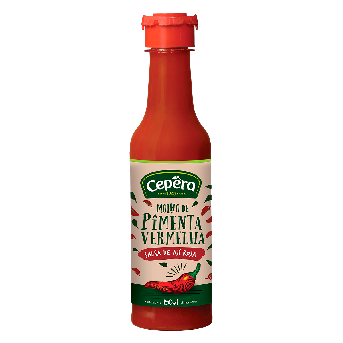 Molho de Pimenta-Vermelha Cep&ecirc;ra Frasco 150ml