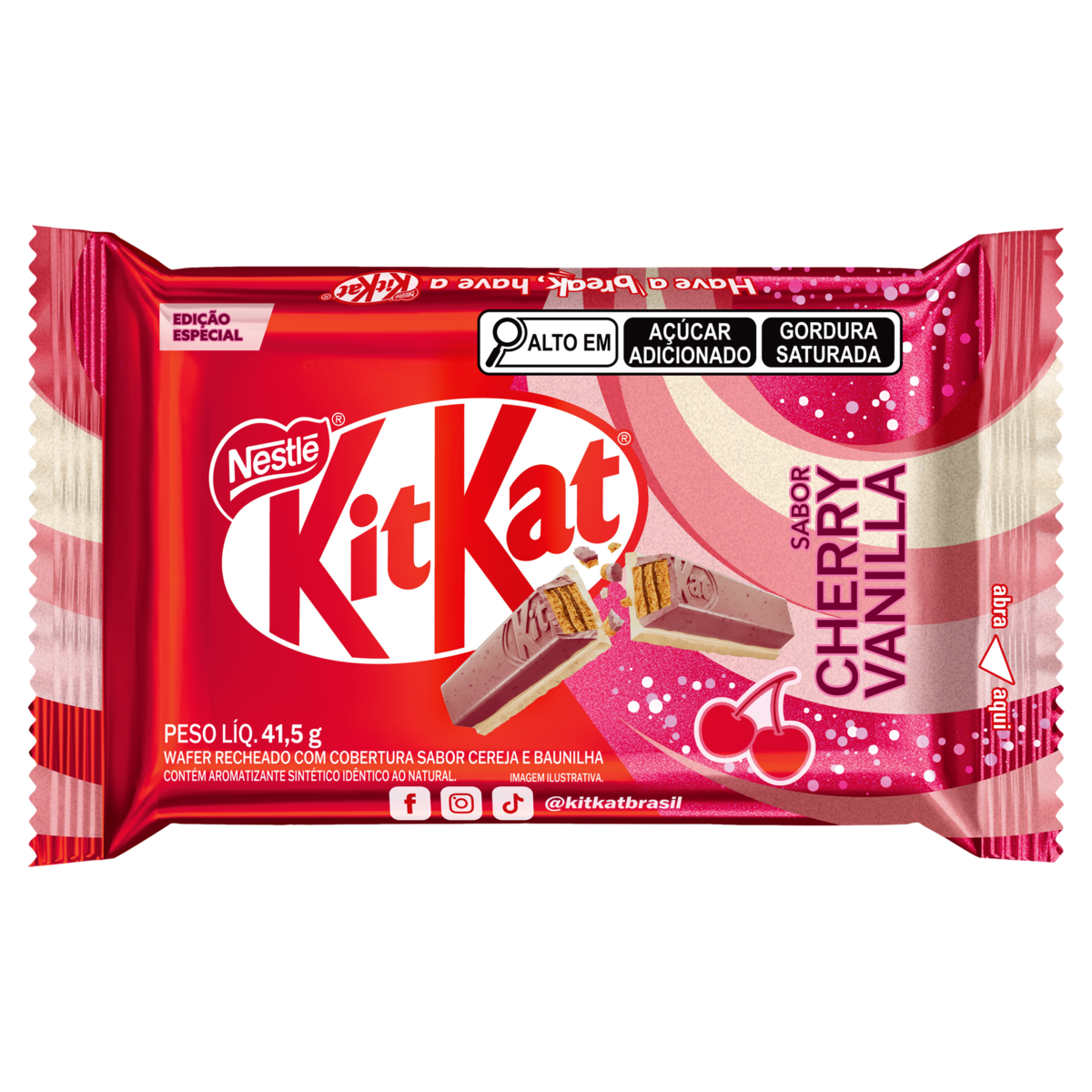 Wafer Cobertura Cherry Vanilla Kitkat Pacote 41,5g