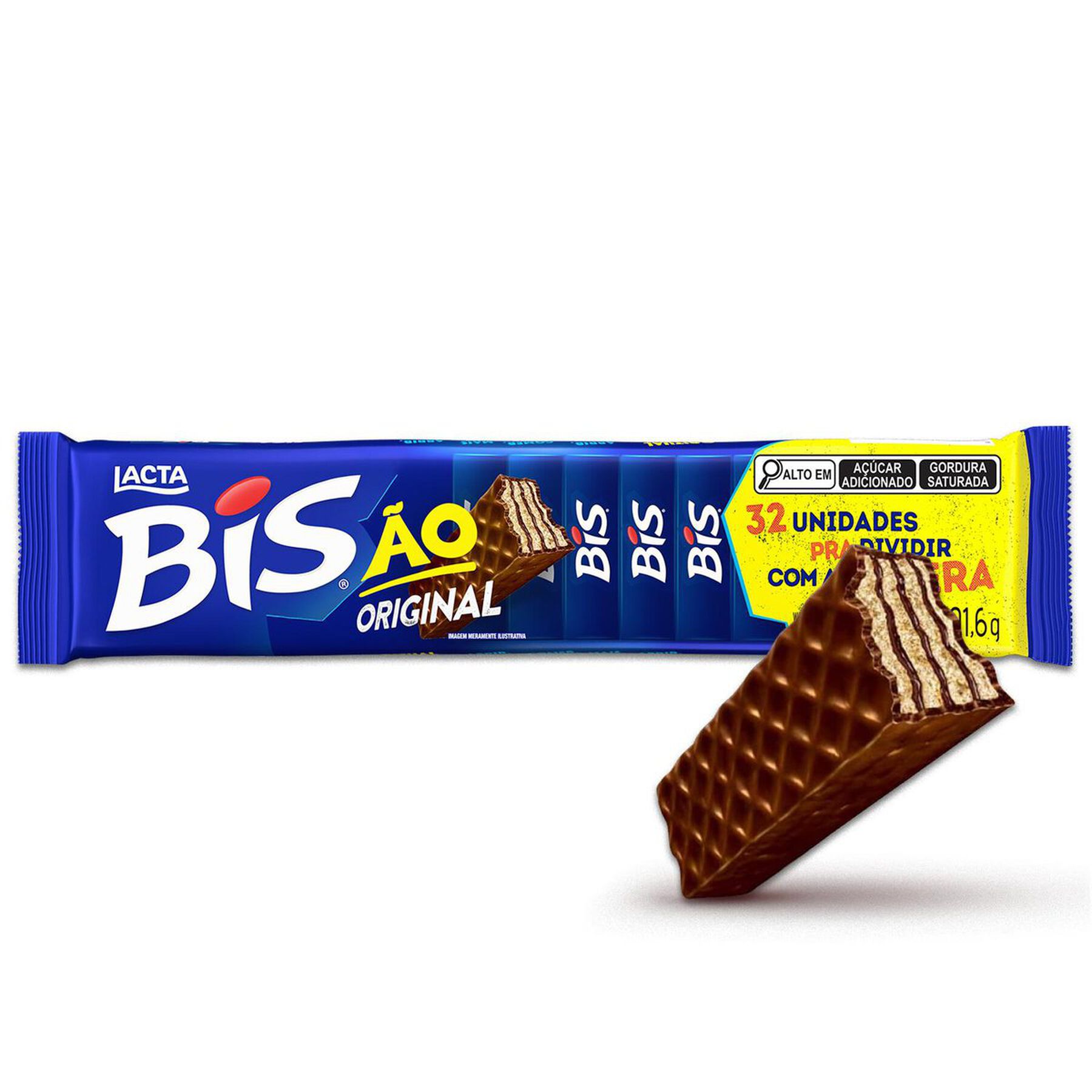 Wafer Cobertura Chocolate Bis&atilde;o Lacta Pacote 201,6g