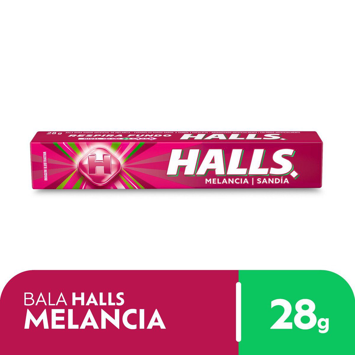 Bala de Melancia Halls Pacote 28g