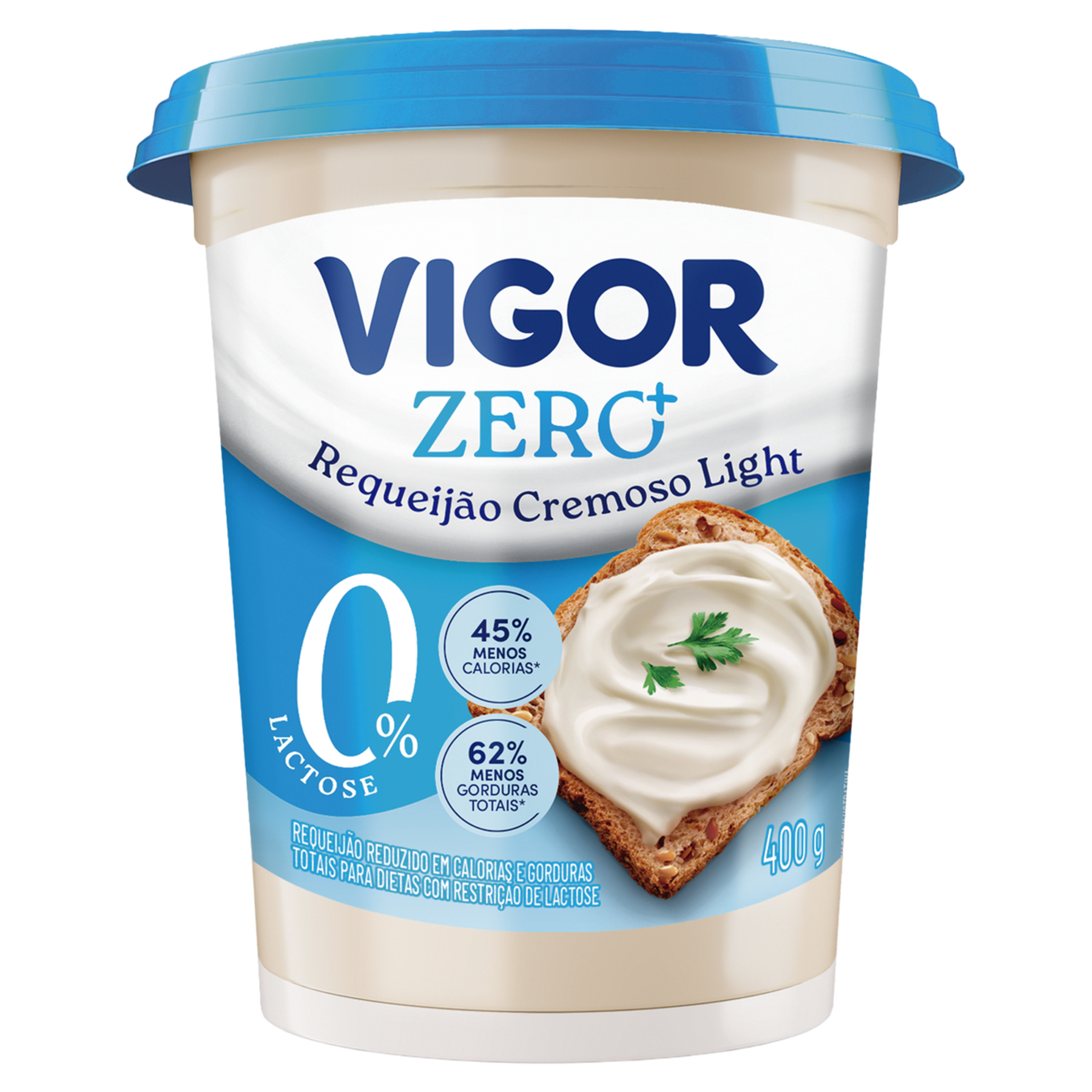 Requeij&atilde;o Cremoso Light Zero+ Vigor Pote 400g