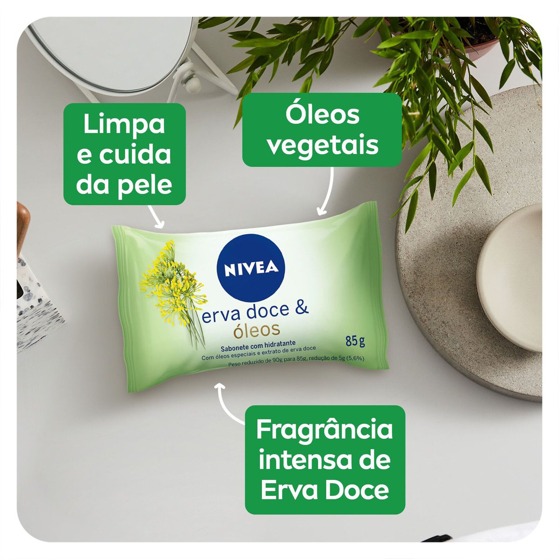Sabonete em Barra Hidratante Erva-Doce & Óleos Nivea Pacote 85g