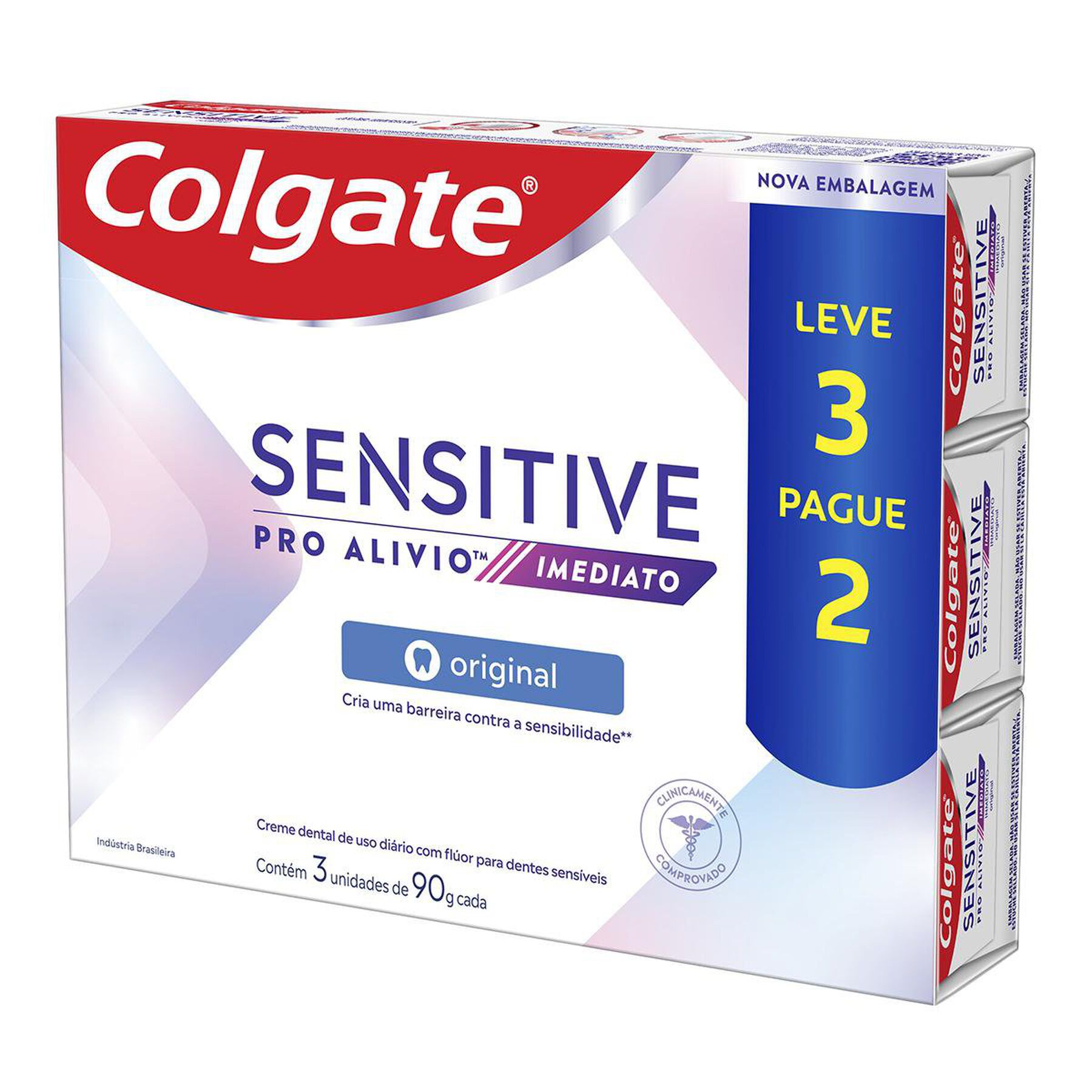 Creme Dental para Sensibilidade Colgate Sensitive Pro Alívio Imediato Original 90g 3 unidades