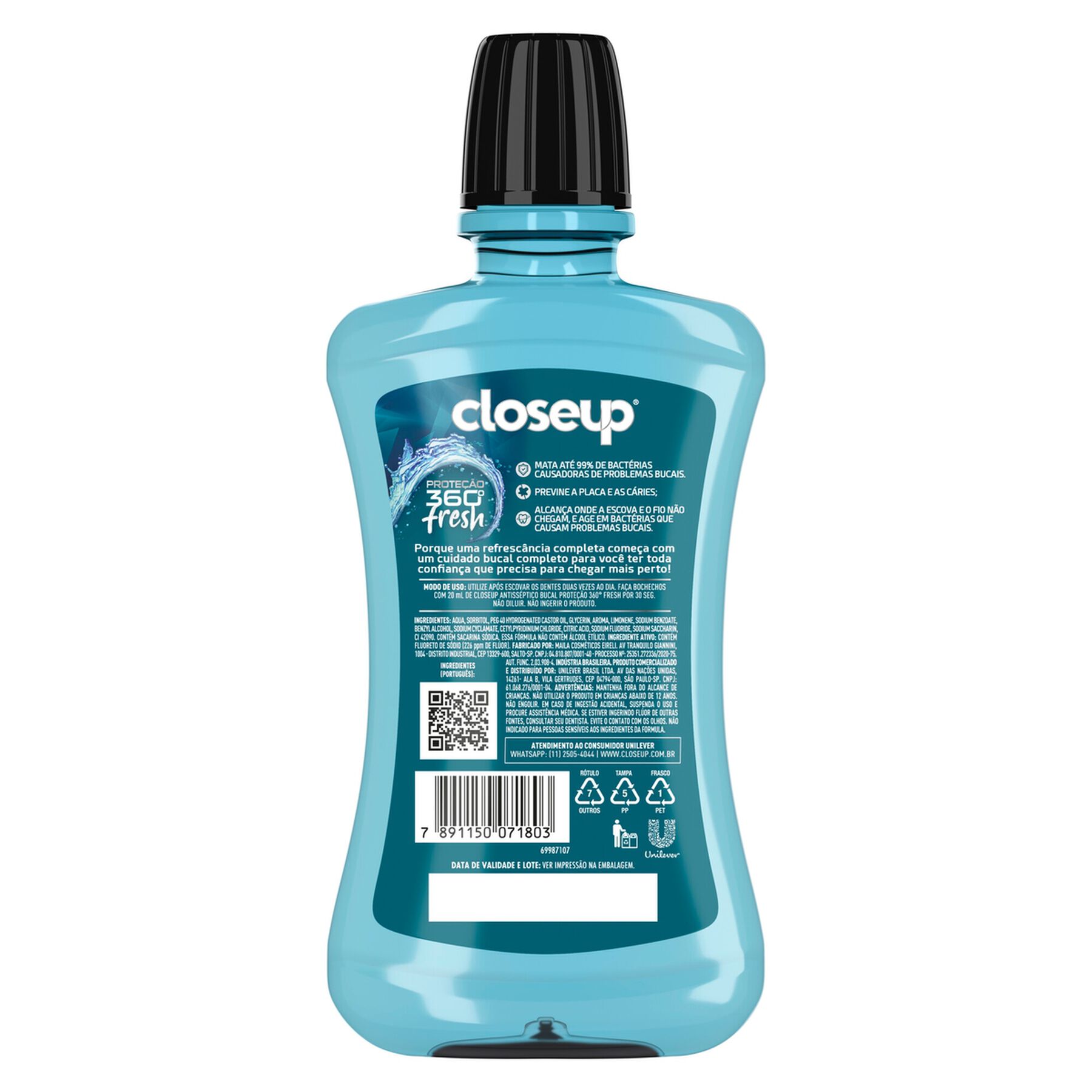 Enxaguante Bucal Antisséptico Zero Álcool Ice Closeup Proteção 360° Fresh Frasco Leve 500ml Pague 350ml