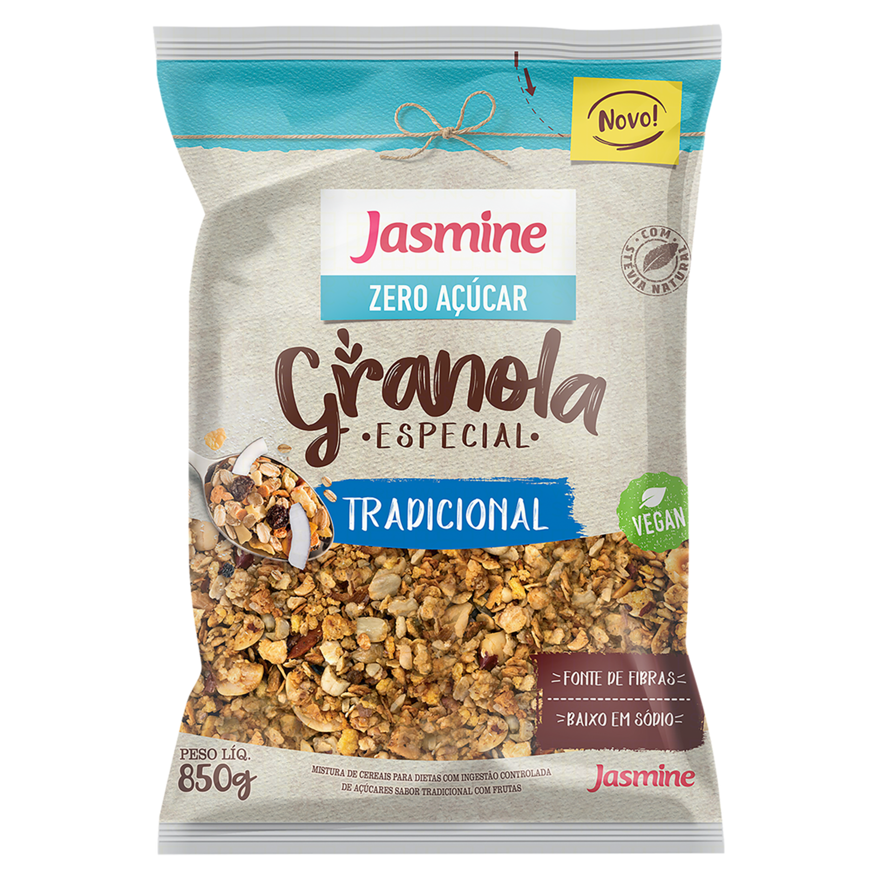 Granola Especial Tradicional Zero Açúcar Jasmine Pacote 850g