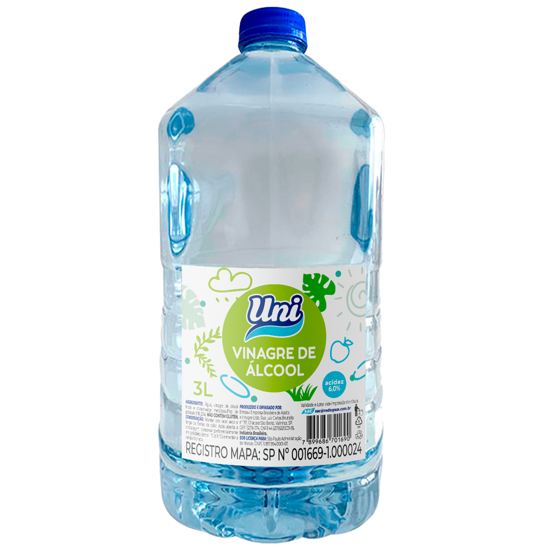 Vinagre de Álcool 6% Uni Limp Galão 3l