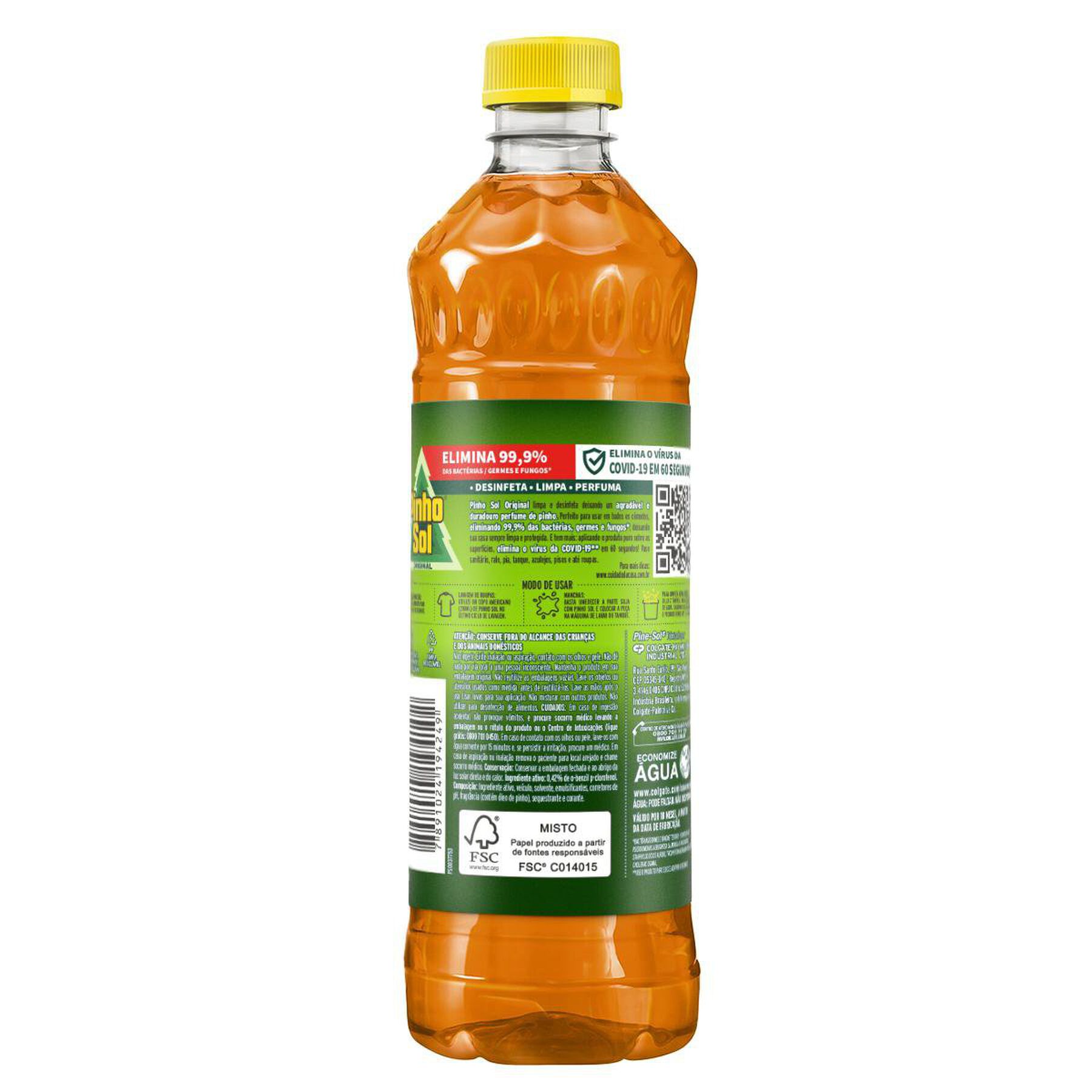 Desinfetante Multiuso Original Pinho Sol Frasco 500ml - Embalagem Leve 500ml Pague 450ml
