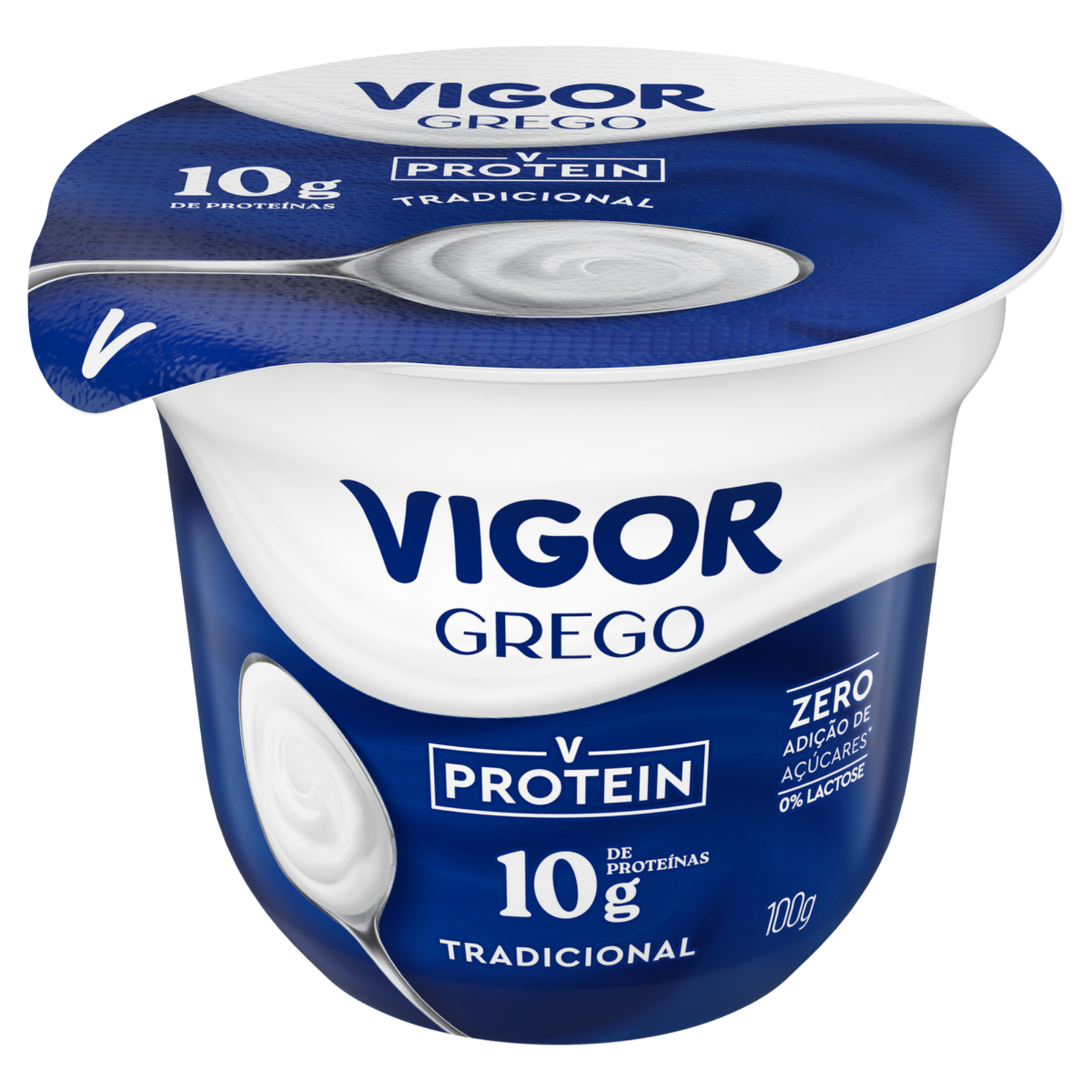 Iogurte Parcialmente Desnatado Grego Tradicional Zero Protein Vigor Pote 100g