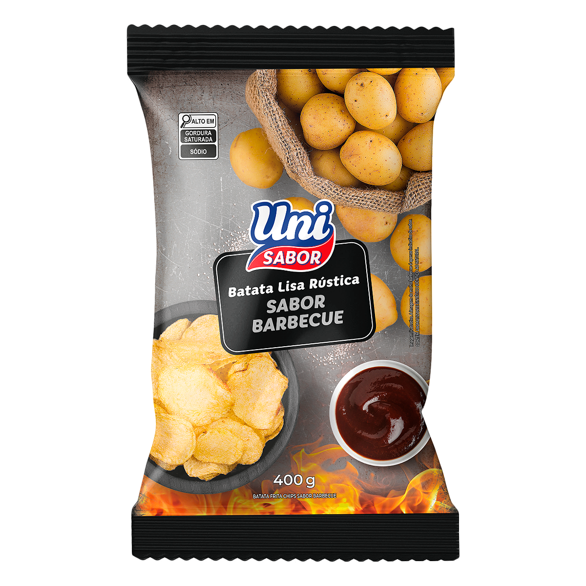Batata Lisa R&uacute;stica Barbecue Uni Sabor Pacote 400g
