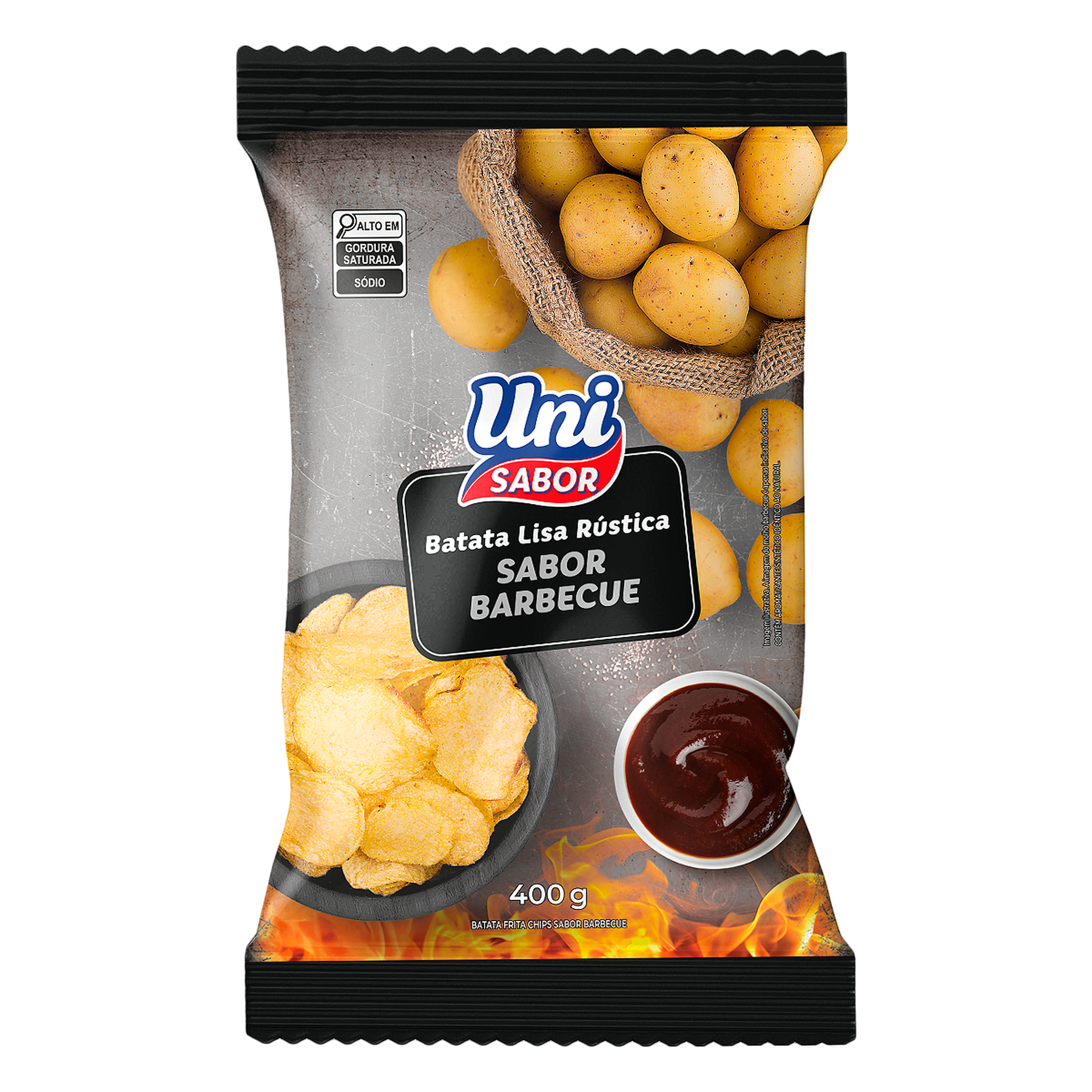 Batata Lisa Rústica Barbecue Uni Sabor Pacote 400g