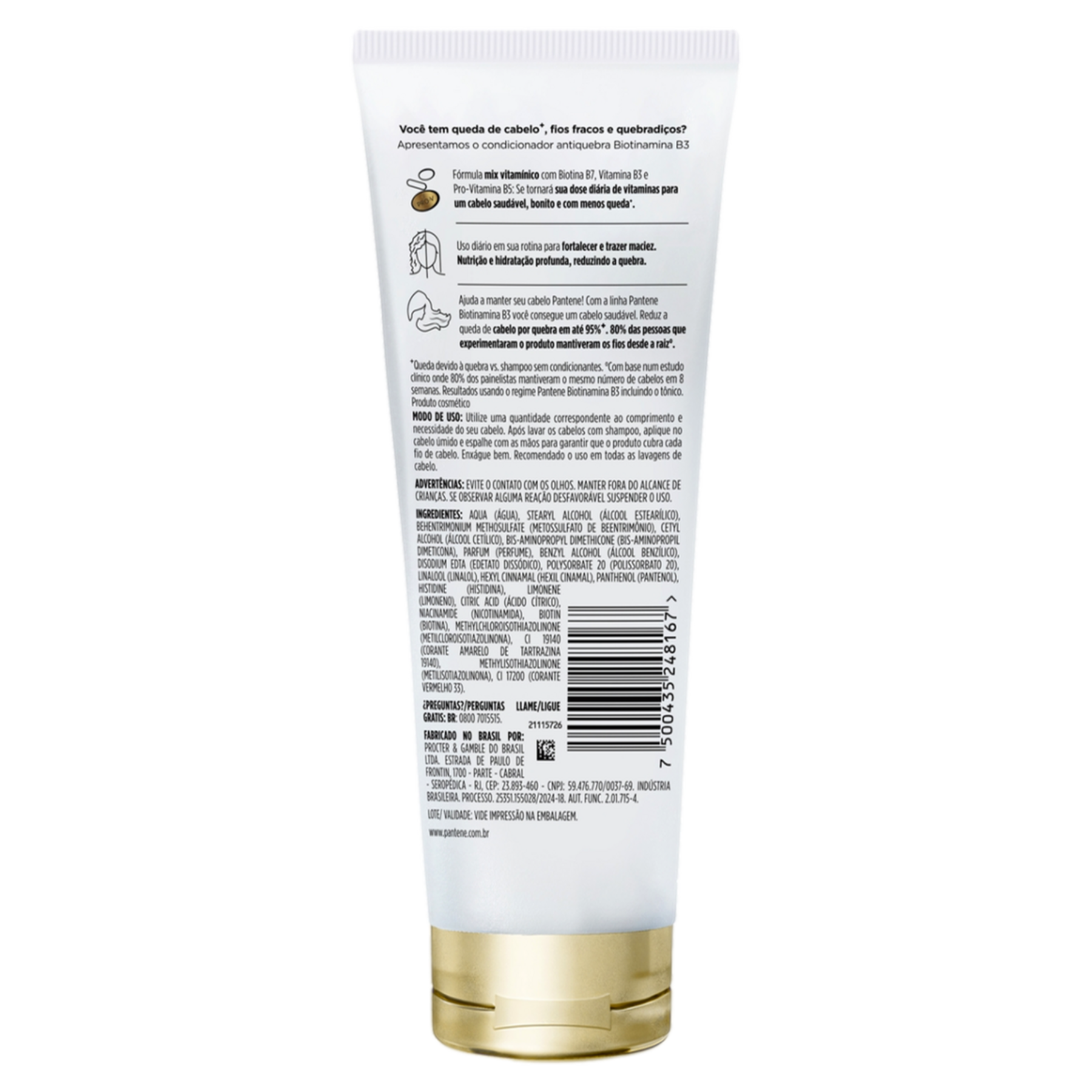 Condicionador Antiquebra Biotinamina B3 Antiqueda e Nutrição Pantene Bisnaga 250ml