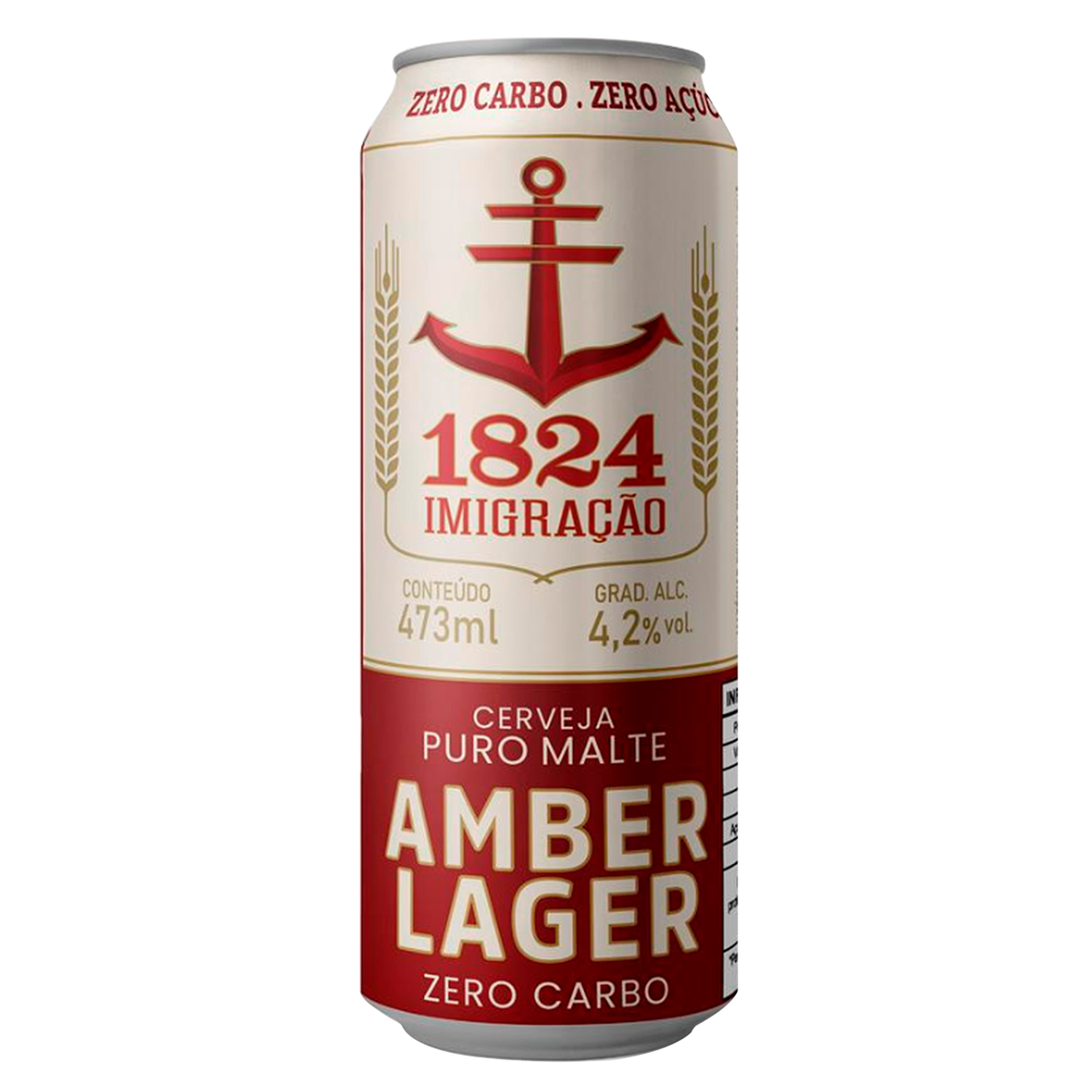 Cerveja Puro Malte Amber Lager Zero Imigra&ccedil;&atilde;o 1824 Lata 473ml