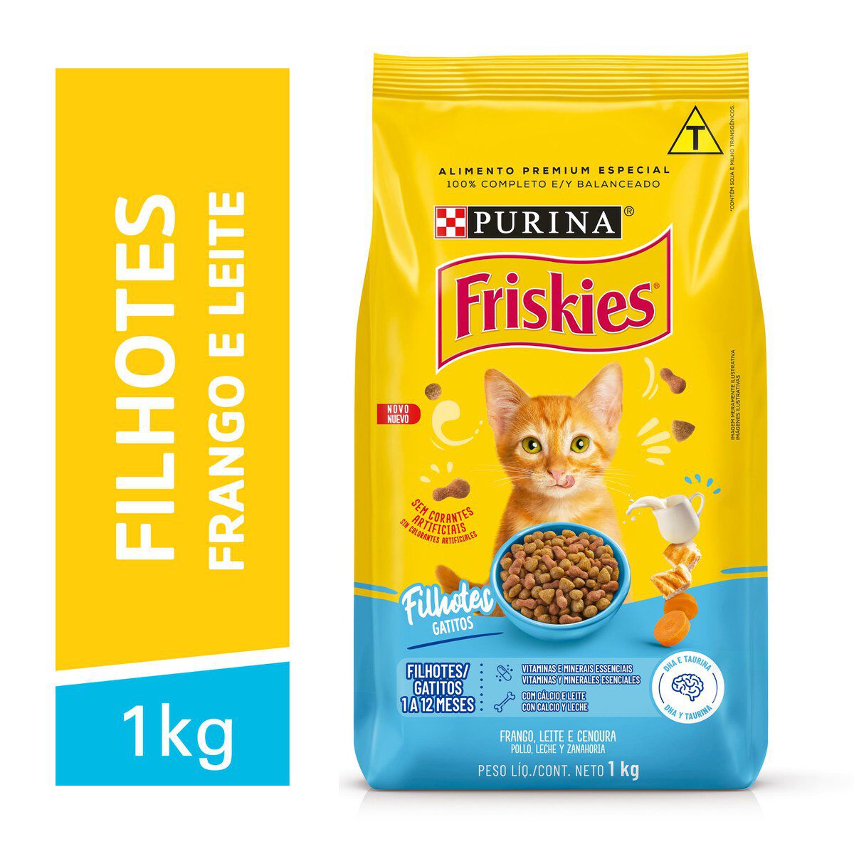 Alimento para Gatos Filhotes Frango, Cenoura e Leite Friskies Purina Pacote 1kg